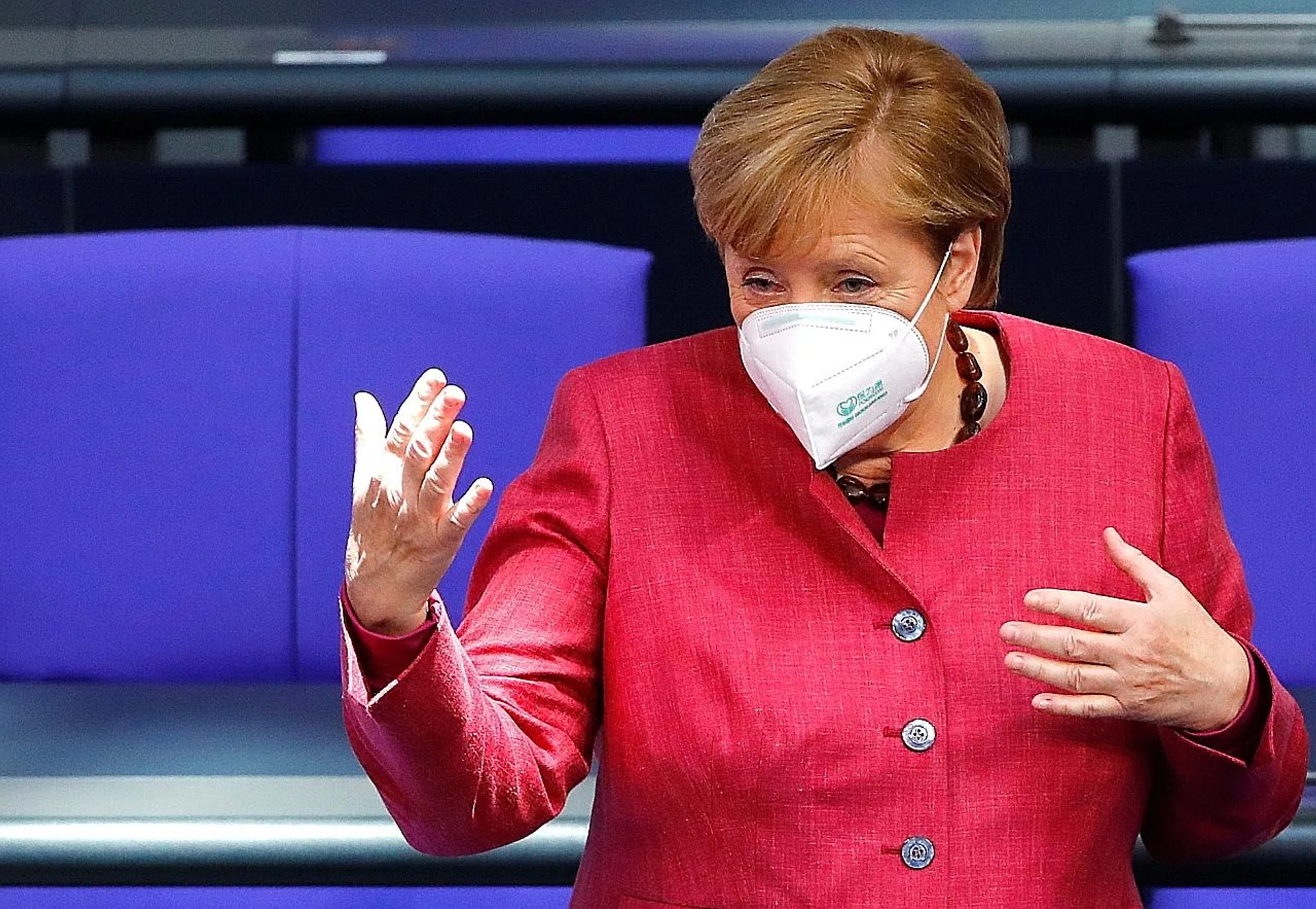 German Chancellor Angela Merkel addressing Parliament. 