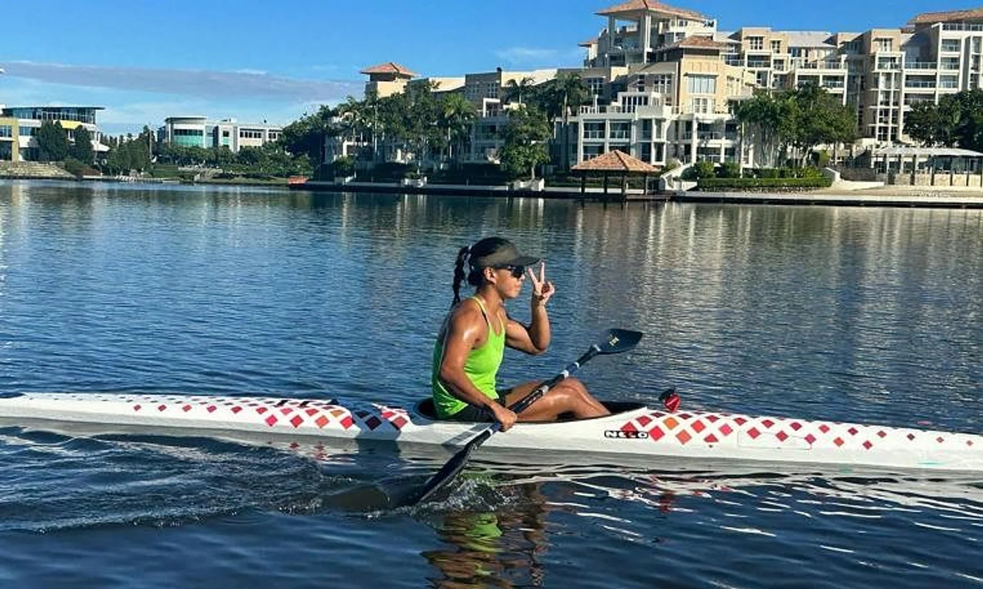 SIngapore kayaker Stephenie Chen training on the Gold Coast in Australia ahead of the Olympic qualifiers in April.