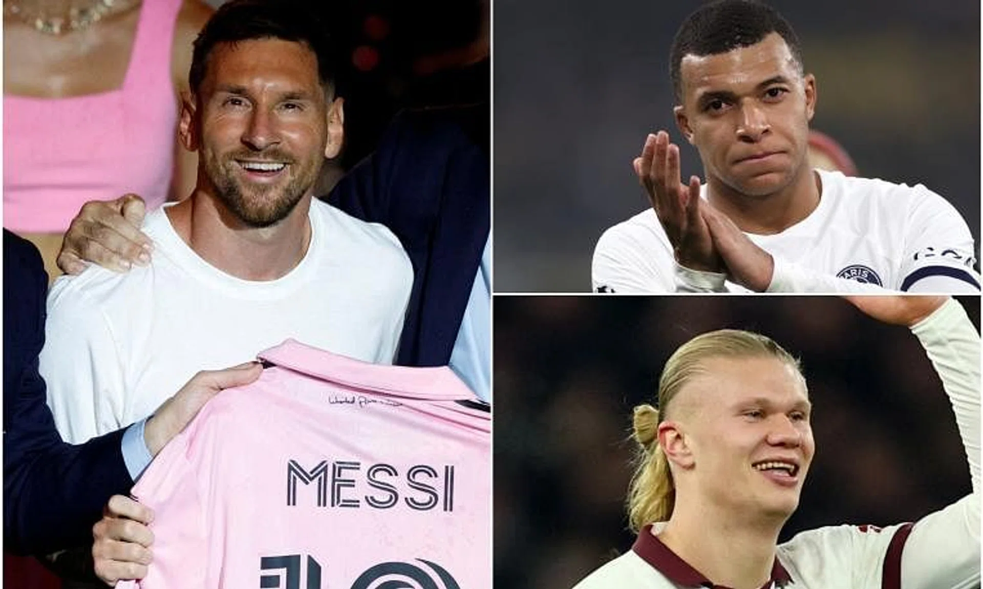 Clockwise from left: Lionel Messi, Kylian Mbappe and Erling Haaland are the three finalists for the Fifa 2023 Best Men's Player award.