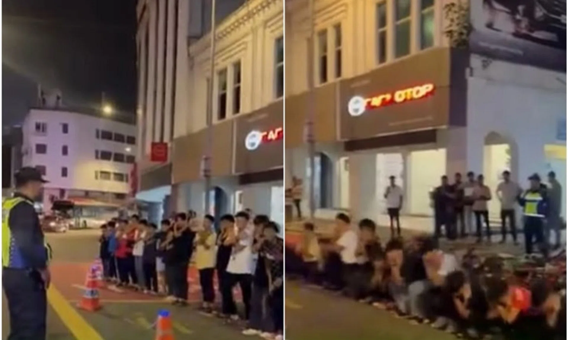 A video that has gone viral shows a group of teenagers being punished by traffic policemen during an operation in Kuala Lumpur.