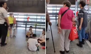 Schoolboy yells at elderly woman at MRT station