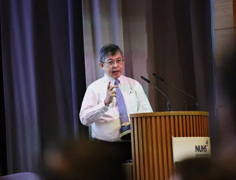 MOH's director-general of health Kenneth Mak speaking at the event on Oct 3.