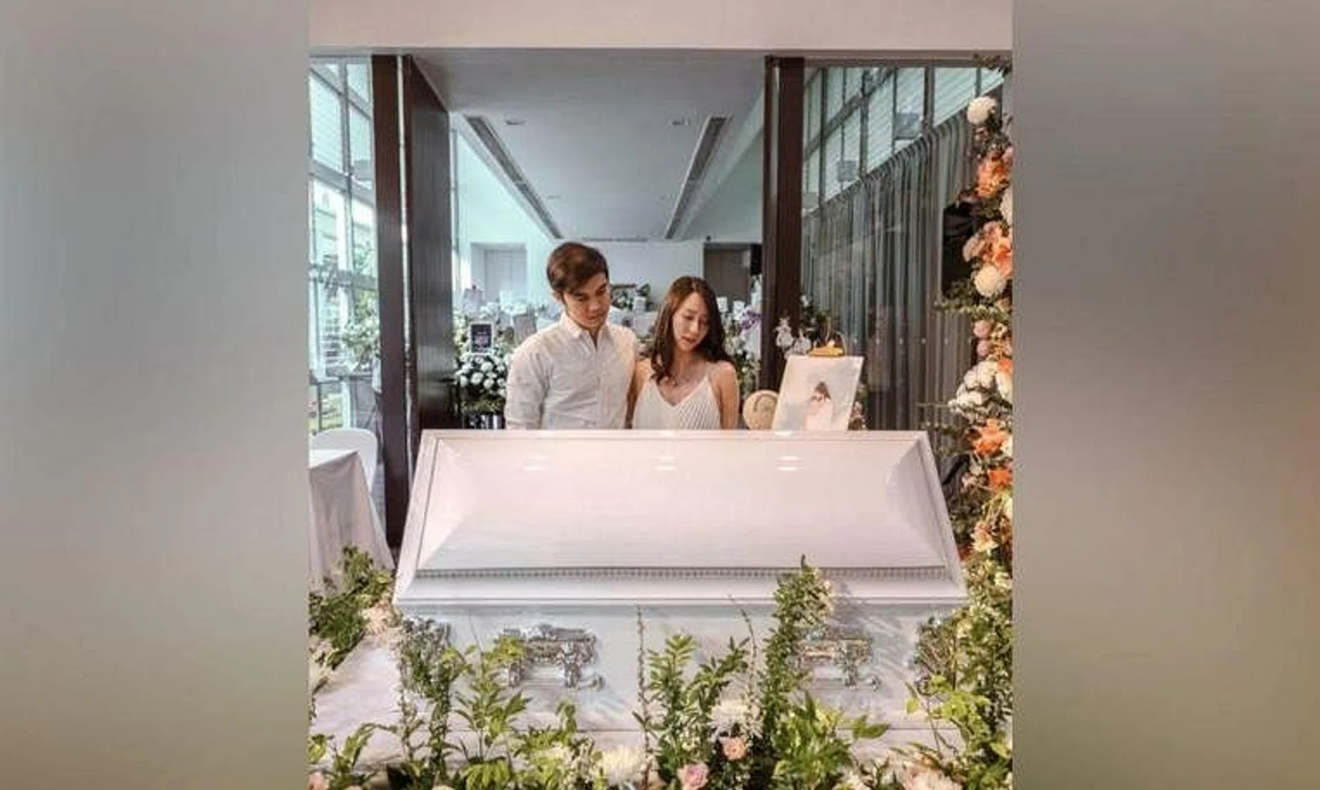 Influencer Melissa Koh and husband James Chen at the funeral of their son Asher, who died at 21 months in early April.