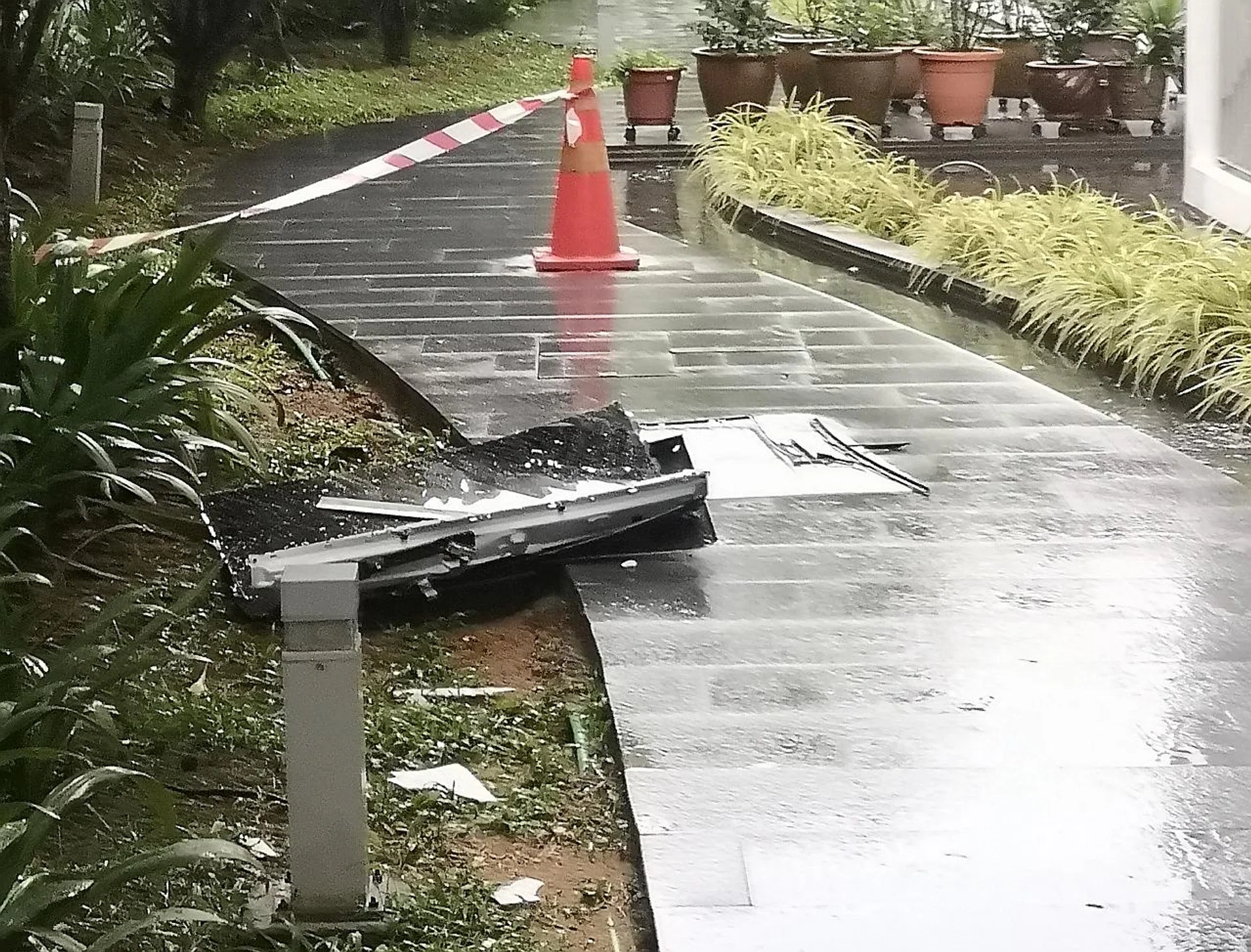 (Above) The destroyed television set. 