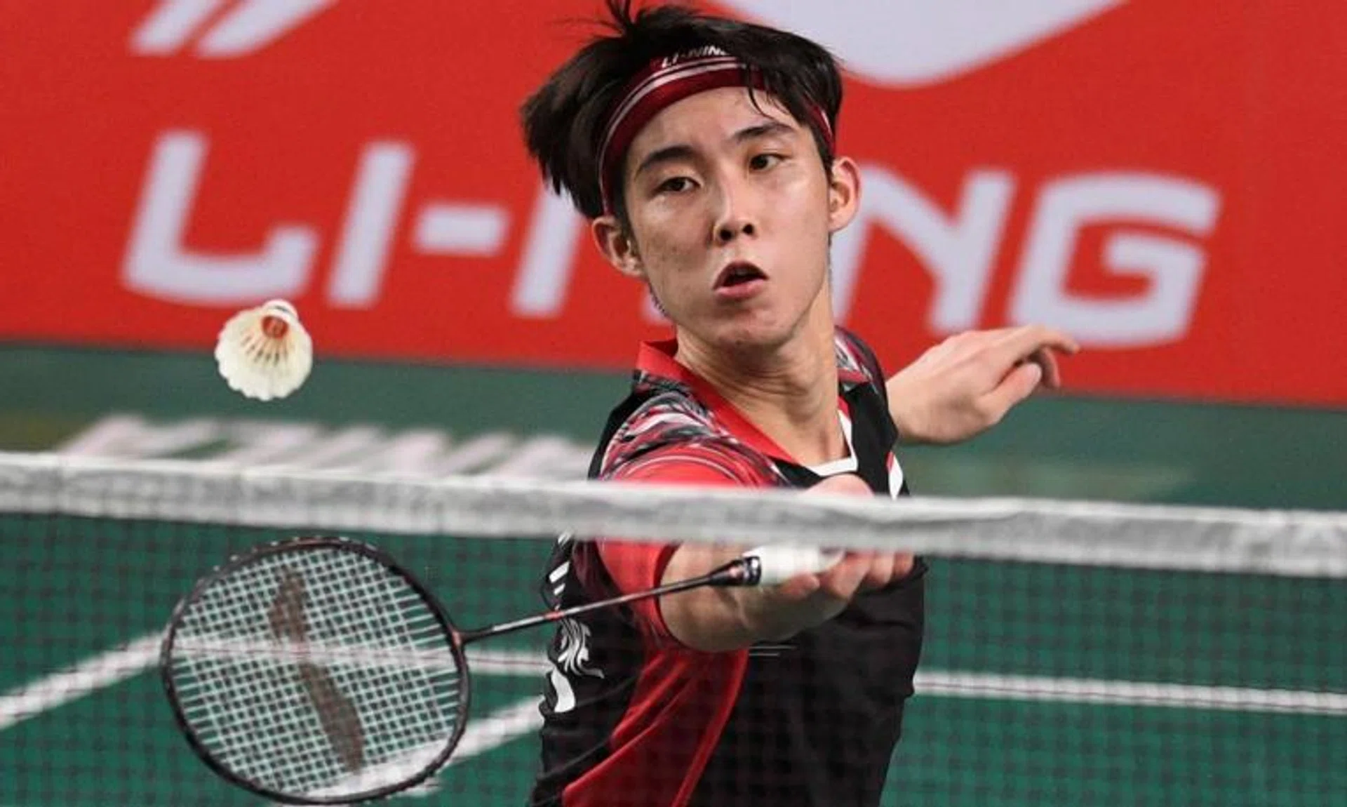 Singapore's Loh Kean Yew in action against Thailand at the Badminton Asia Championships in Manila, on April 27, 2022.