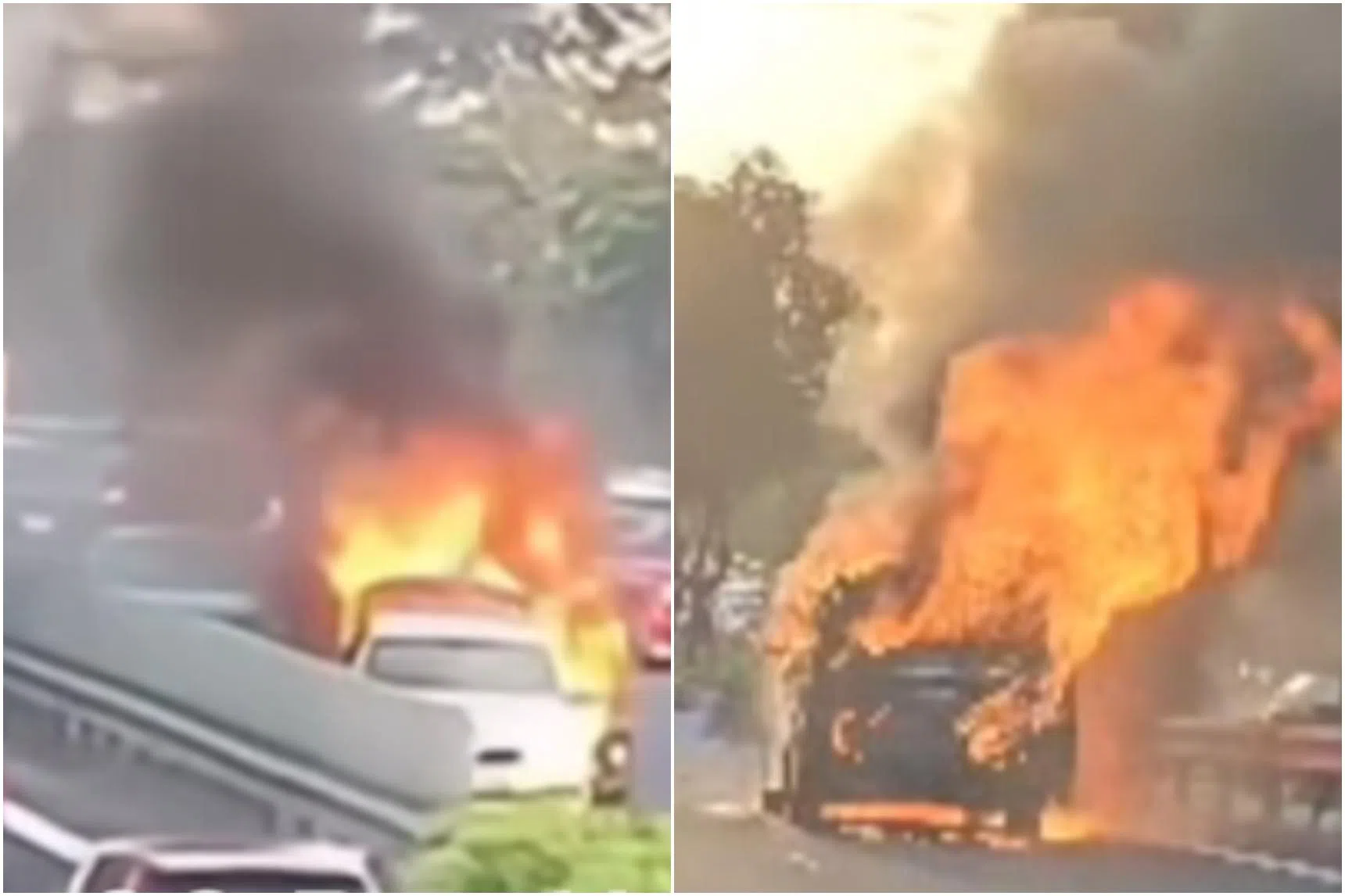 Driver of black SUV in two-car fire on PIE helping police in investigations