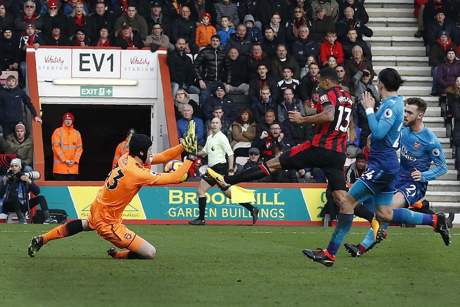 Callum Wilson's (No. 13) goal against Arsenal ignites Bournemouth's comeback last night.