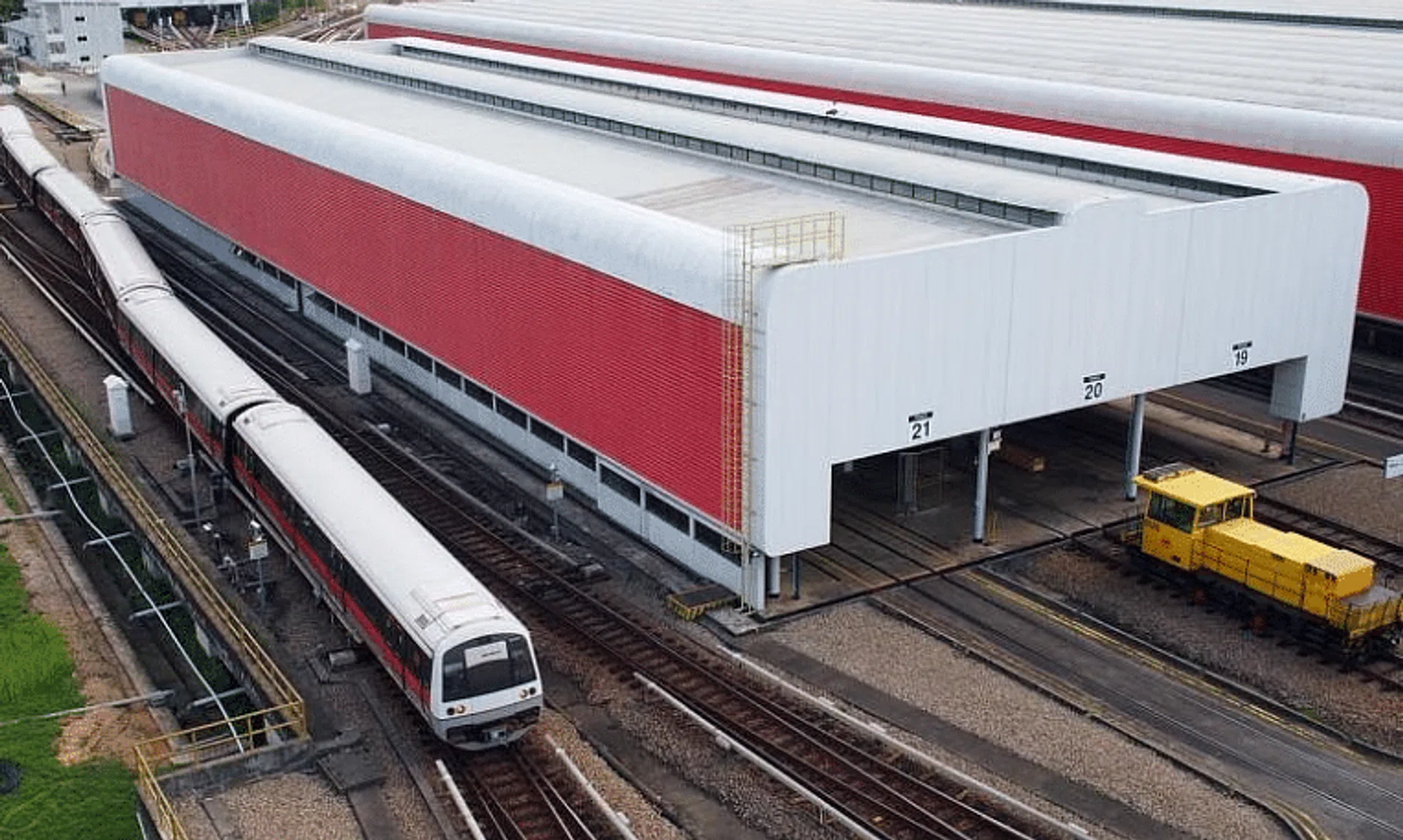 File photo of an SMRT train at Bishan Depot. A technical officer died while working at Bishan Depot in March 2020.