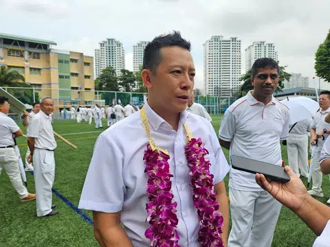Incumbent Yio Chu Kang MP Yip Hon Weng at Deyi Secondary on April 23.