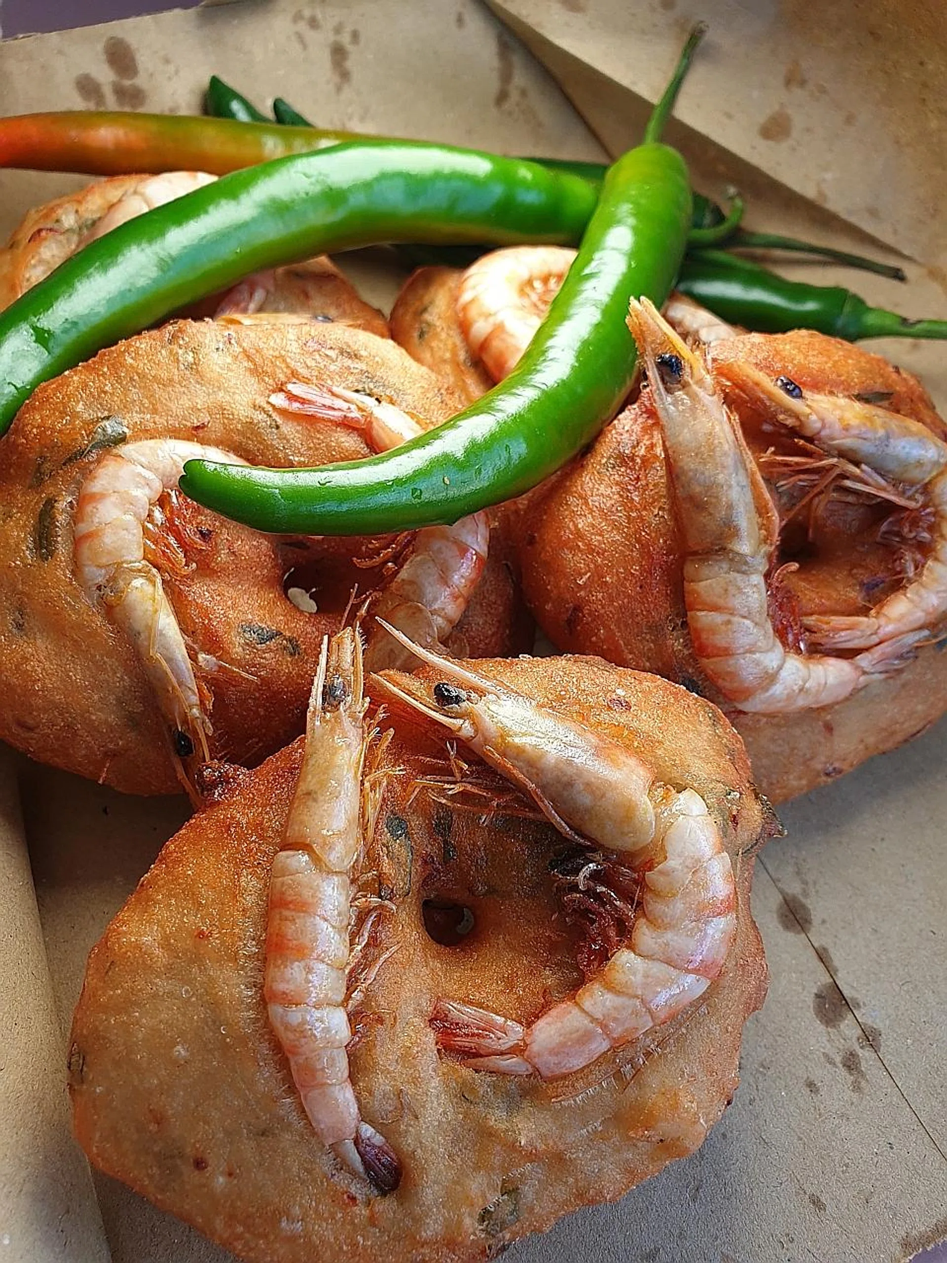 The prawn vadai (above) made from the recipe of Gordon Koh.