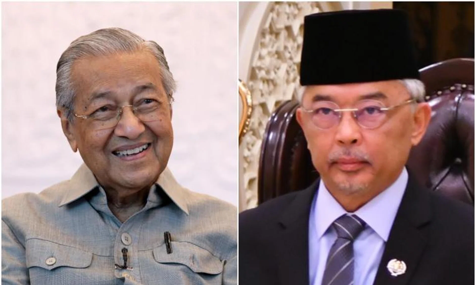 Malaysia's ex-PM Mahathir Mohamad (left) and King Abdullah Ahmad Shah are in the National Heart Institute in Kuala Lumpur.