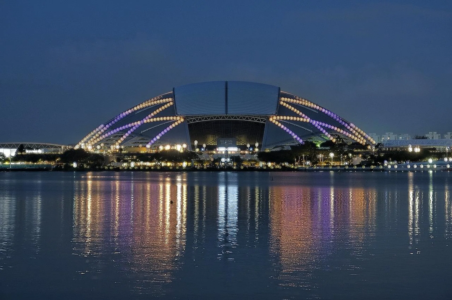 The National Stadium illuminated in purple and yellow on World Alzheimer's Day yesterday. Purple is the colour universally associated with dementia; yellow represents positivity and contrasts against the dementia stigma. 