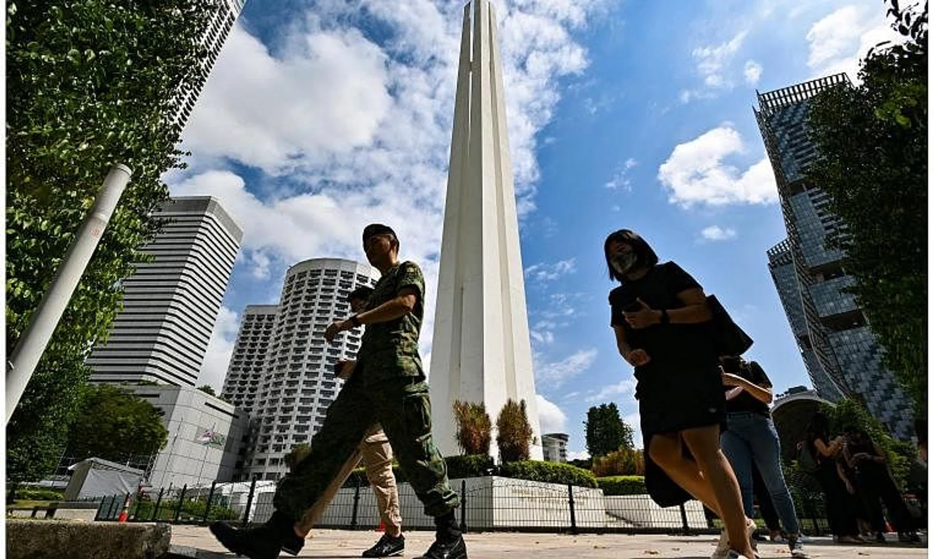 The Civilian War Memorial, one of the seven spots of historical significance featured in the trail.