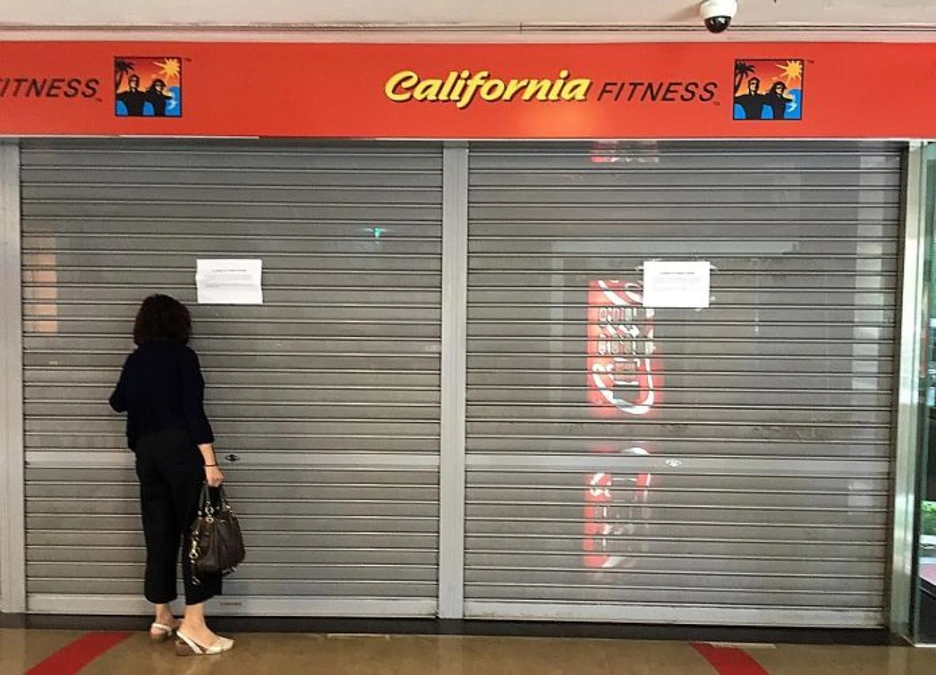 SHUTTERED: Outside California Fitness' Novena Square outlet yesterday.