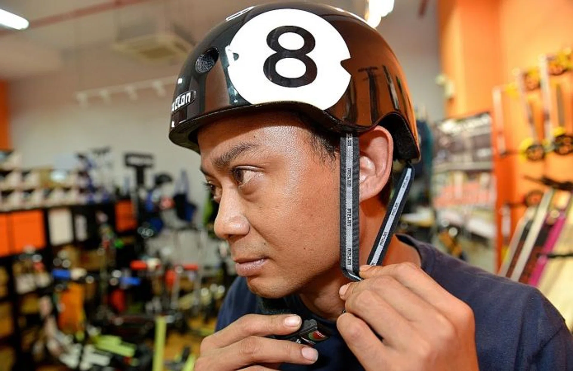 PROTECTION: Mr Arif wearing a helmet.