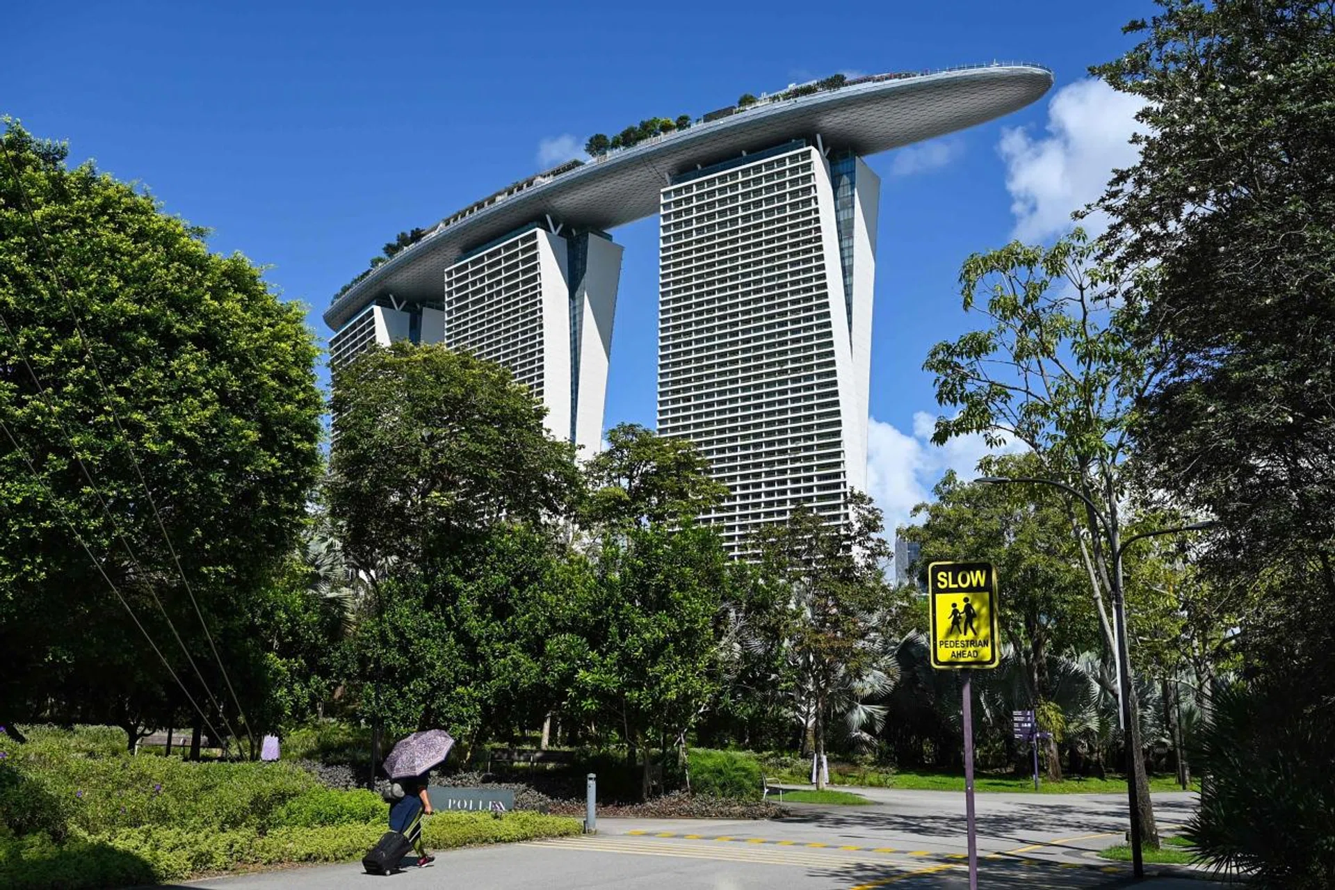 The incident happened at Marina Bay Sands on Saturday and was caught on camera. 
