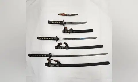 Three men arrested for alleged possession of weapons, including katana swords