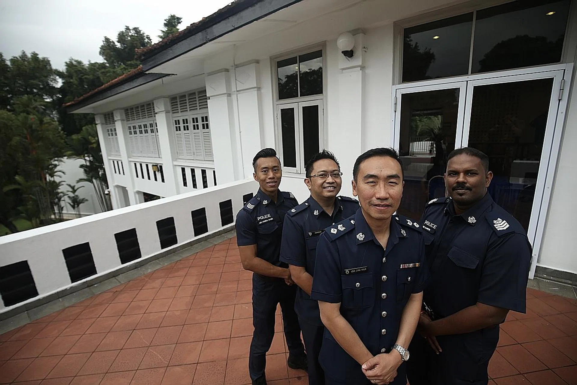 (Above, from left) Sergeant Muhammad Adhwa Haziq, Assistant Superintendent Iskandar Abdul Kadir, Deputy Superintendent Low Jiing Haur and Senior Investigation Officer Sri Ganesh Rajaram. 