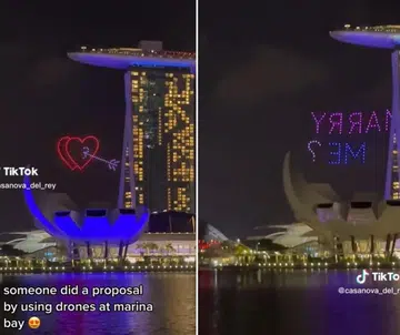 Proposal in the sky: Man uses drones near MBS to pop the question