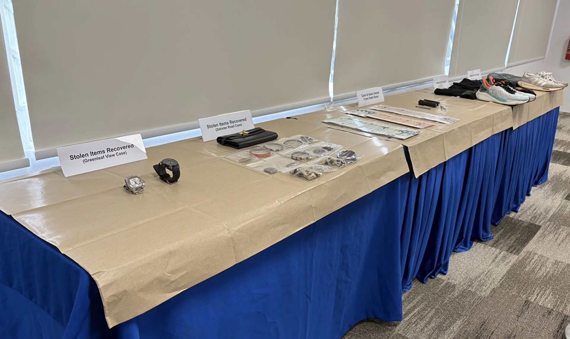 The stolen valuables recovered by the police.