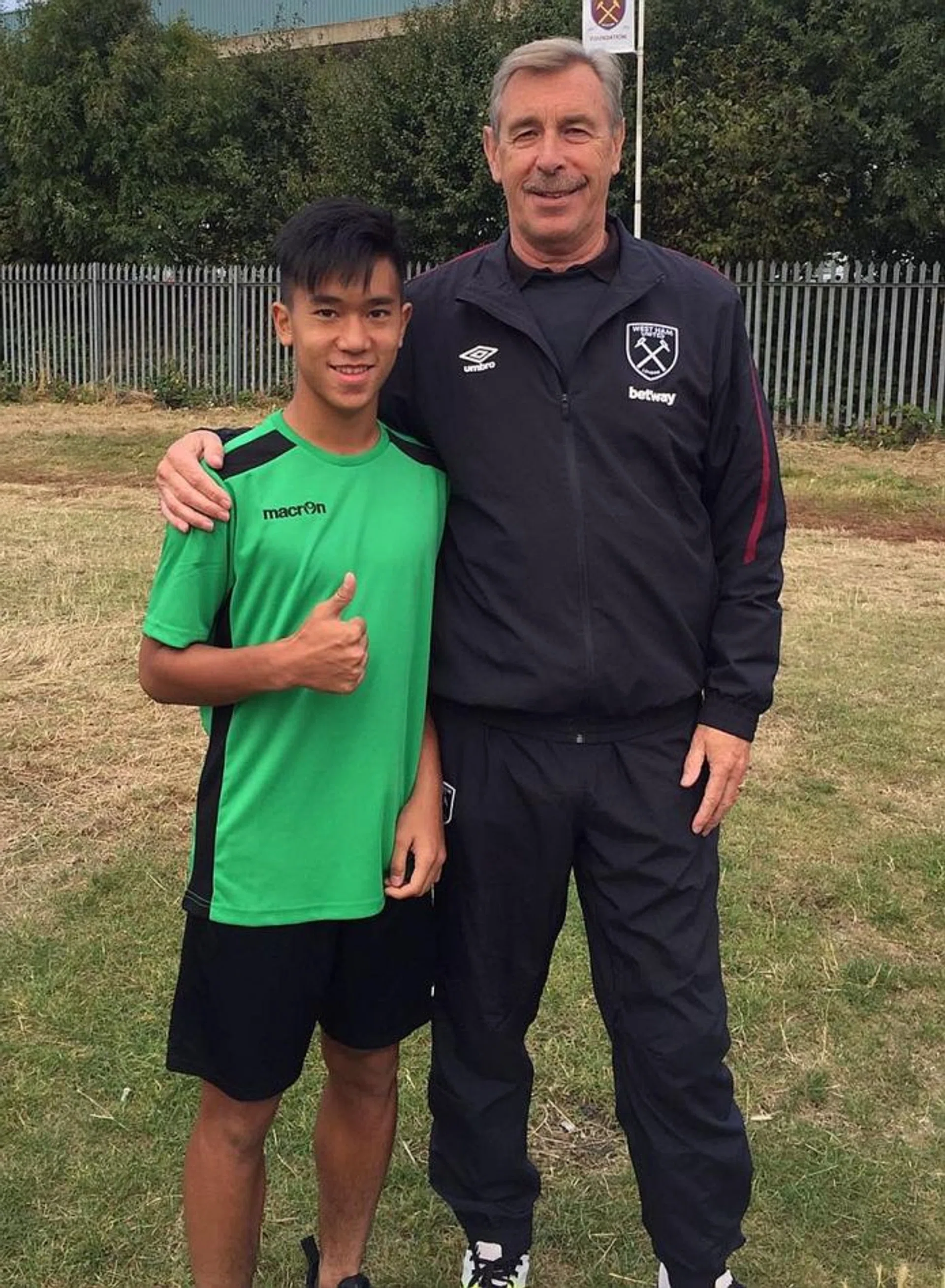 Marc (far left, with West Ham’s assistant academy director Paul Heffer).