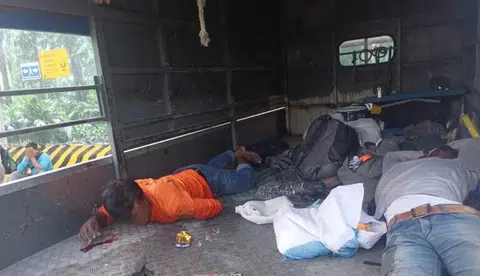5 migrant workers taken to the hospital after pickup collides with car