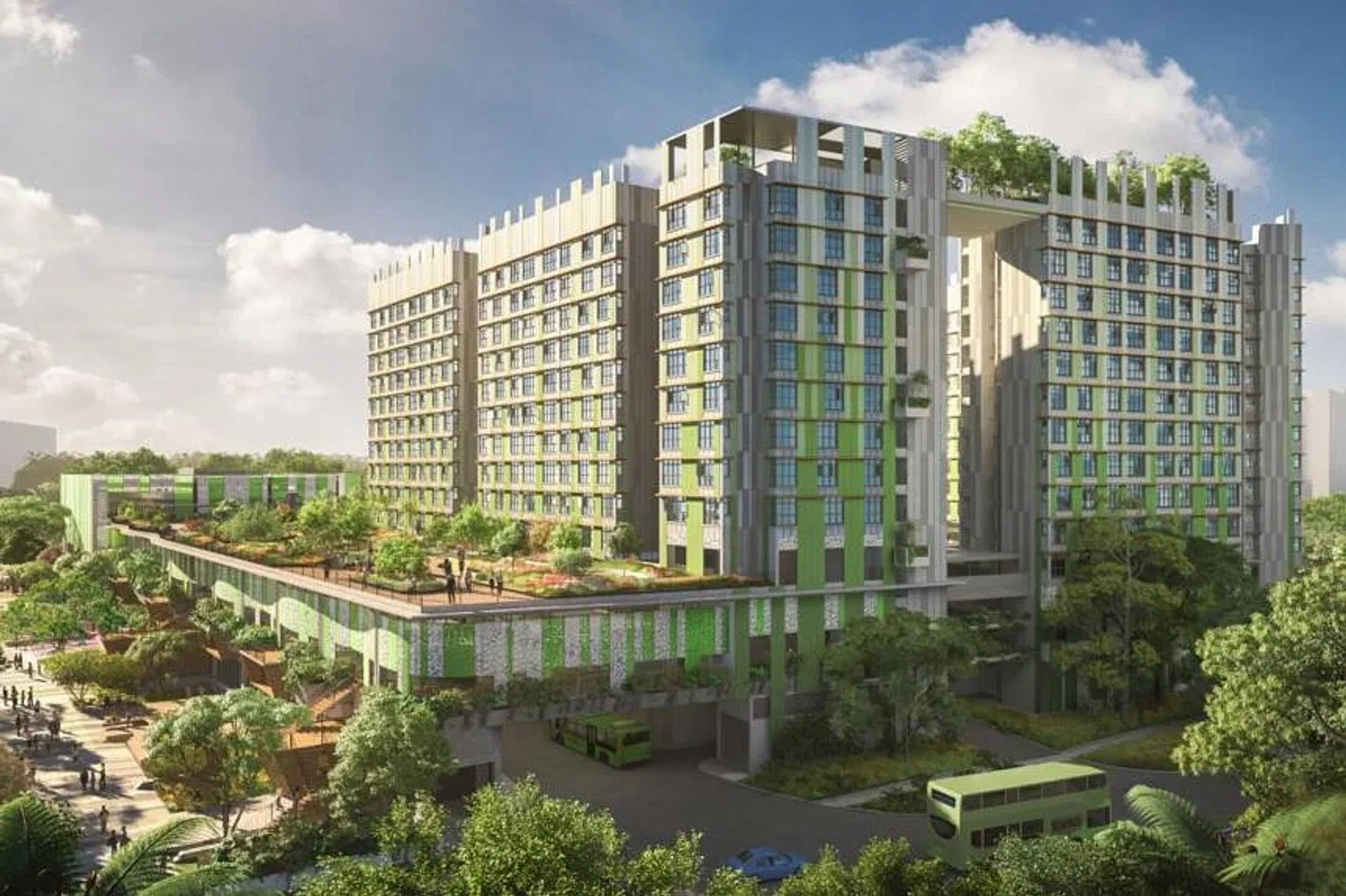 An artist's impression of Woodleigh Village, which houses the upcoming Woodleigh Village Hawker Centre. 
