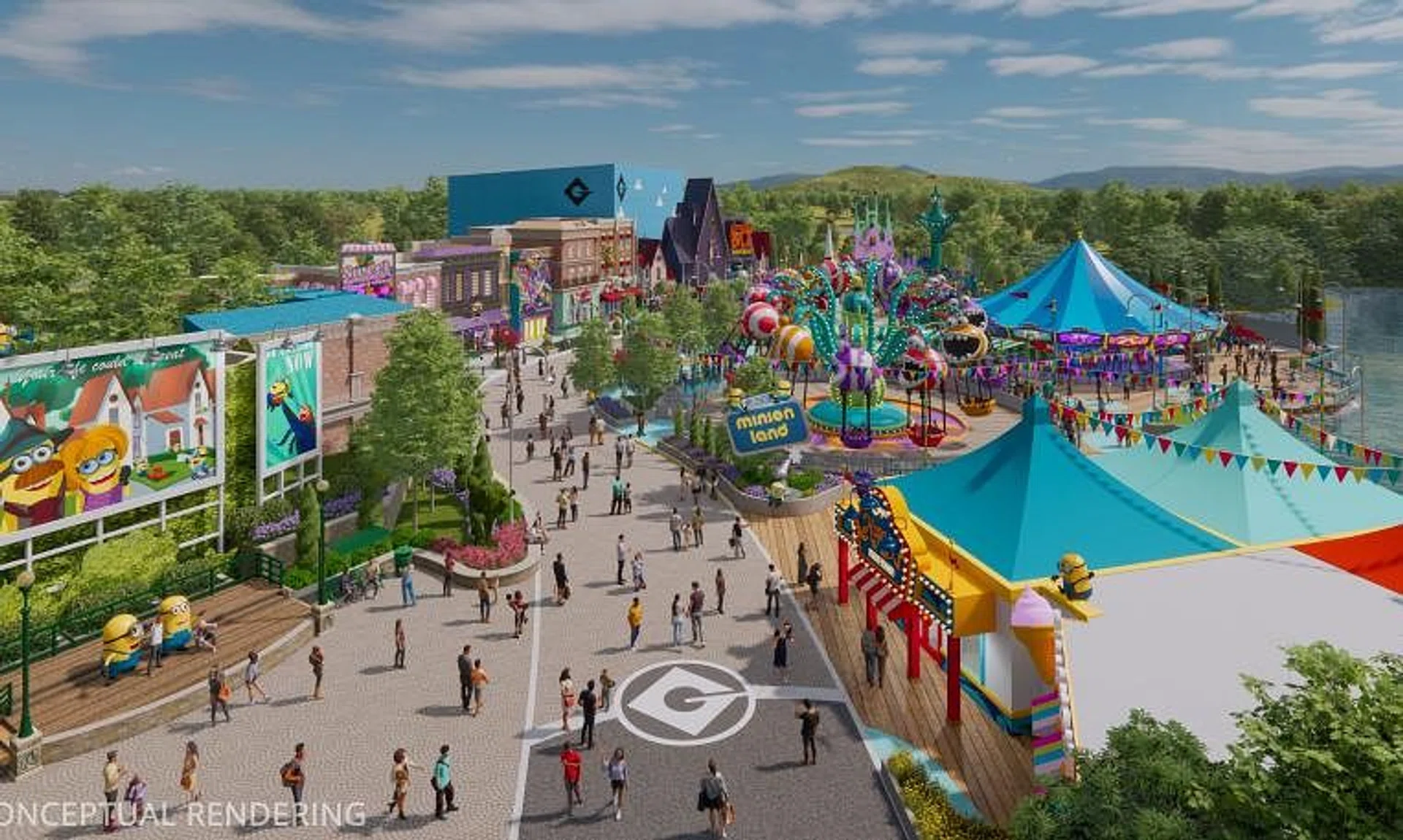 Conceptual rendering of Illumination’s Minion Land at Universal Studios Singapore, located at Resorts World Sentosa. 