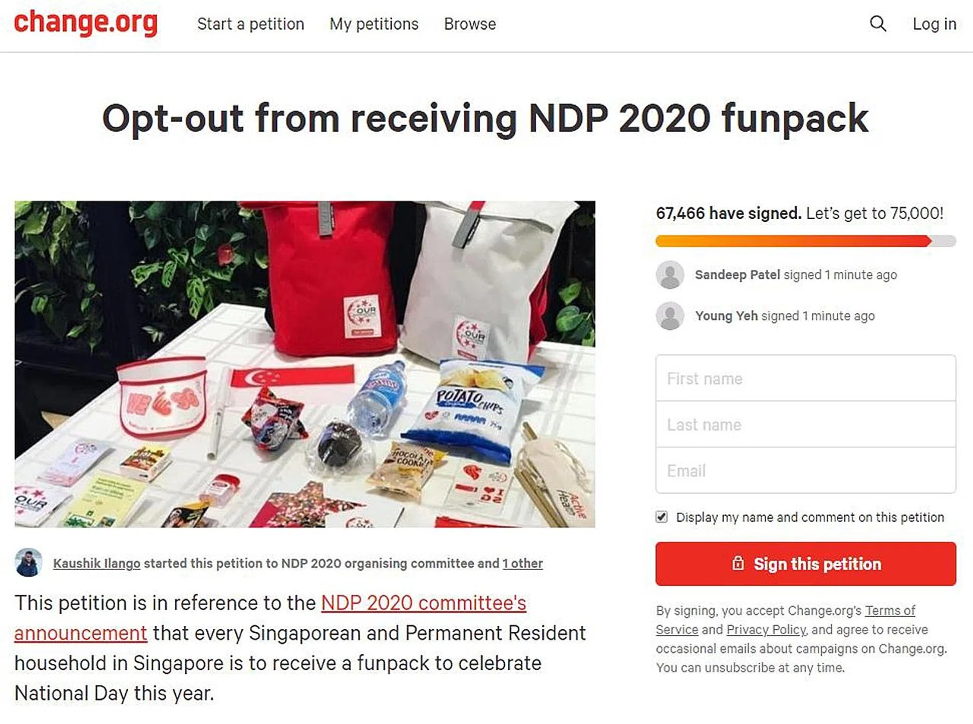 Supporters of the petition cited reasons from the poor economic conditions this year to making better use of resources as well as the environment. 