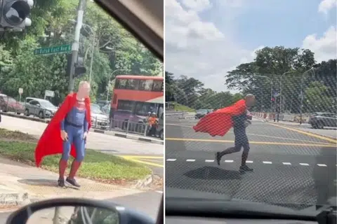 Off to save Singapore? Man in Superman costume spotted jogging in Bukit Batok