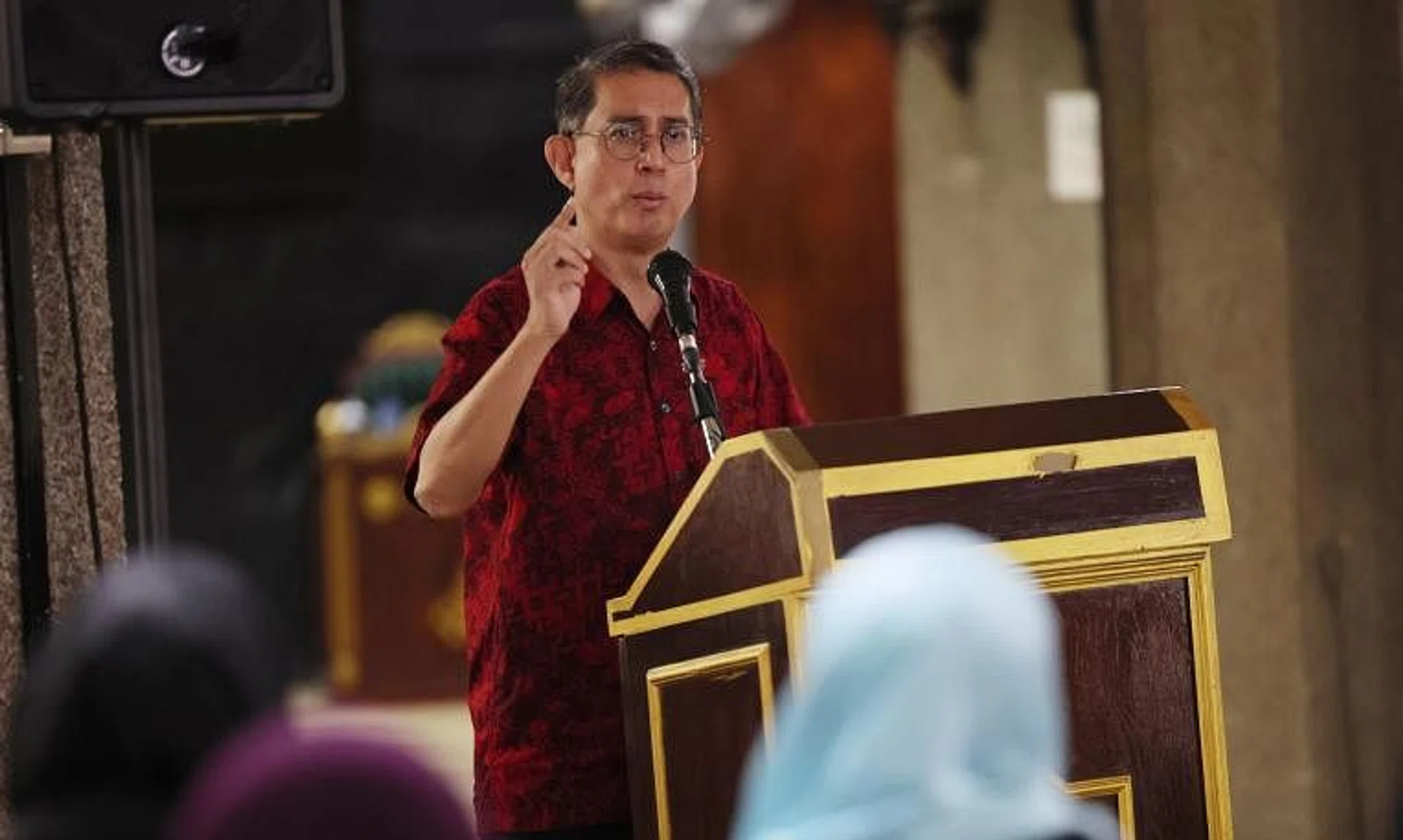 Minister of State for Home Affairs Muhammad Faishal Ibrahim speaking at the ceremony at Masjid Darul Aman on March 3.