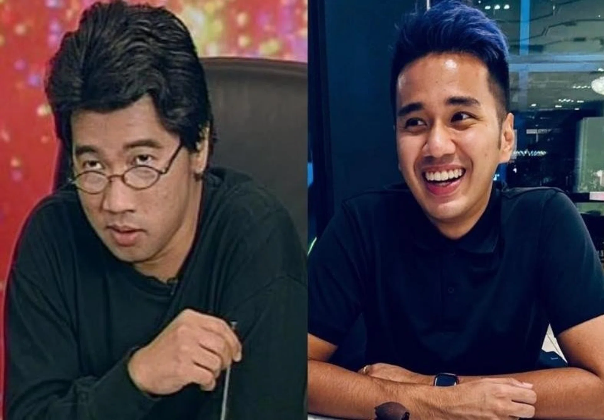 Singapore Idol judge Ken Lim (left) and contestant Joakim Gomez.