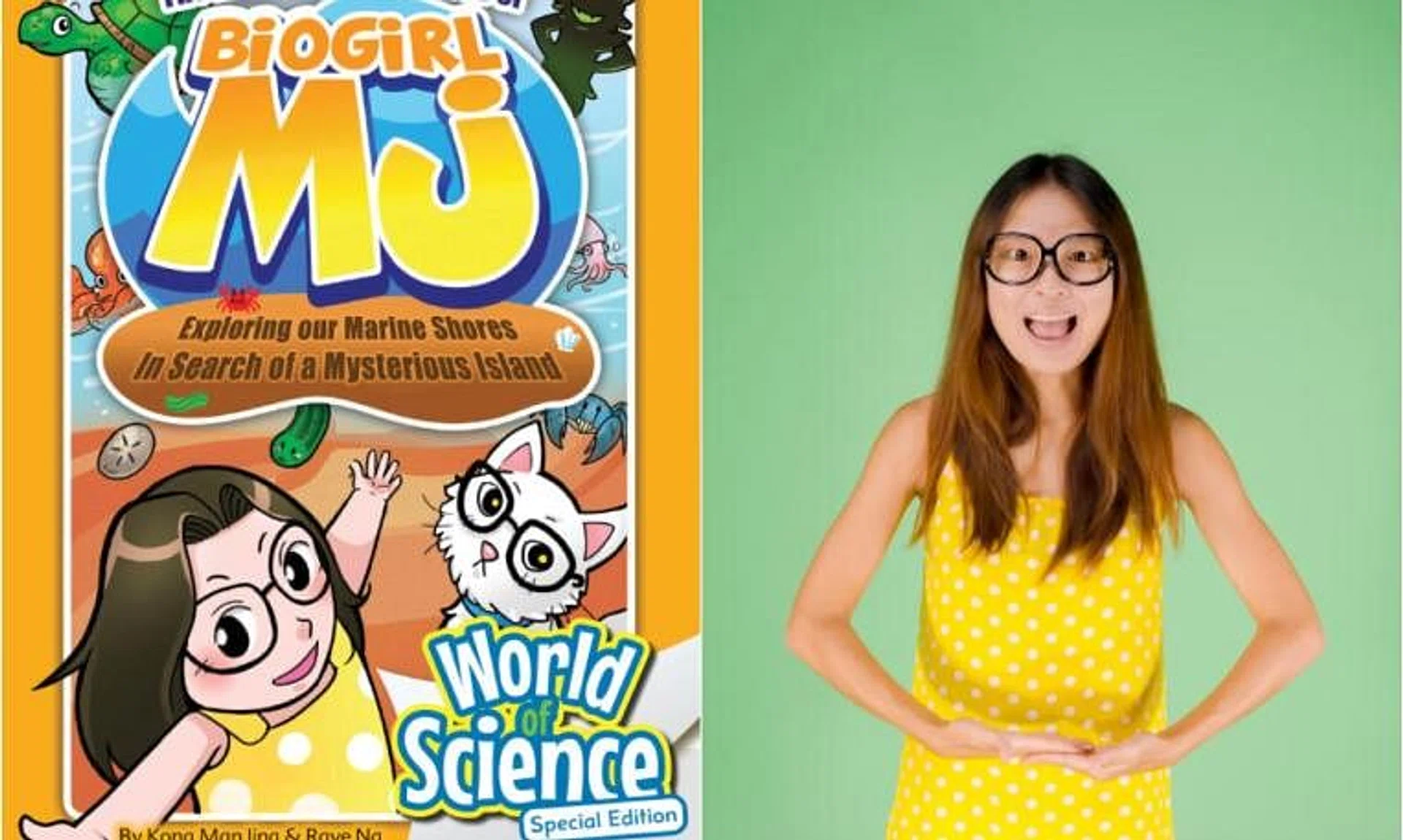 Biogirl MJ hams it up for the camera as she covers subjects such as the climate and wildlife from a Singaporean perspective.