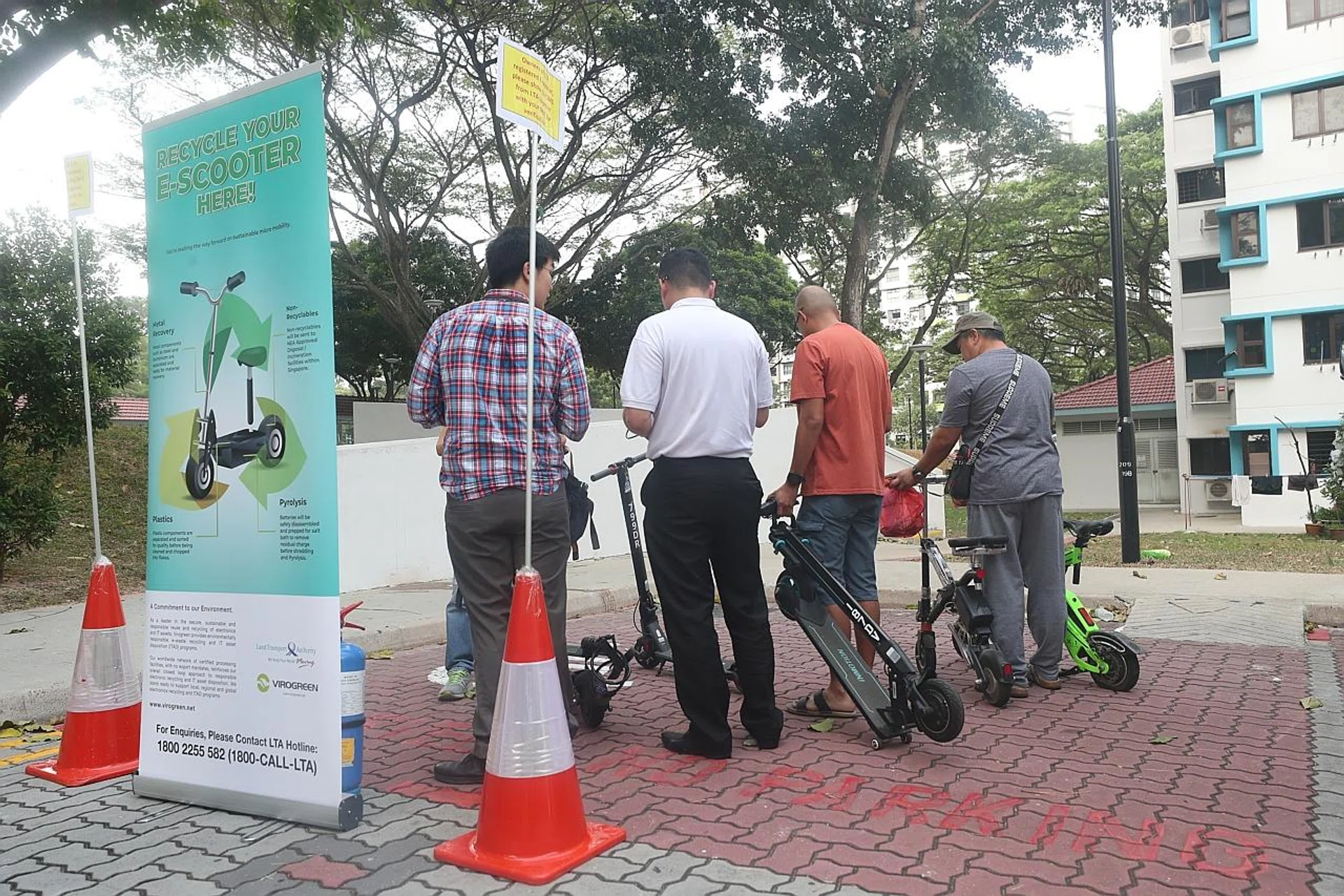 PMD owners disposing of their devices at a collection point.