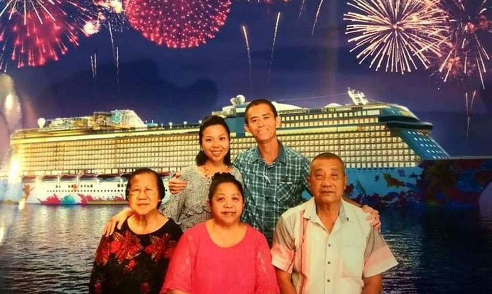 Ms Crystal Lee (back, left) would cook meals for the family and take care of her parents, who both had serious health issues, while juggling her studies.