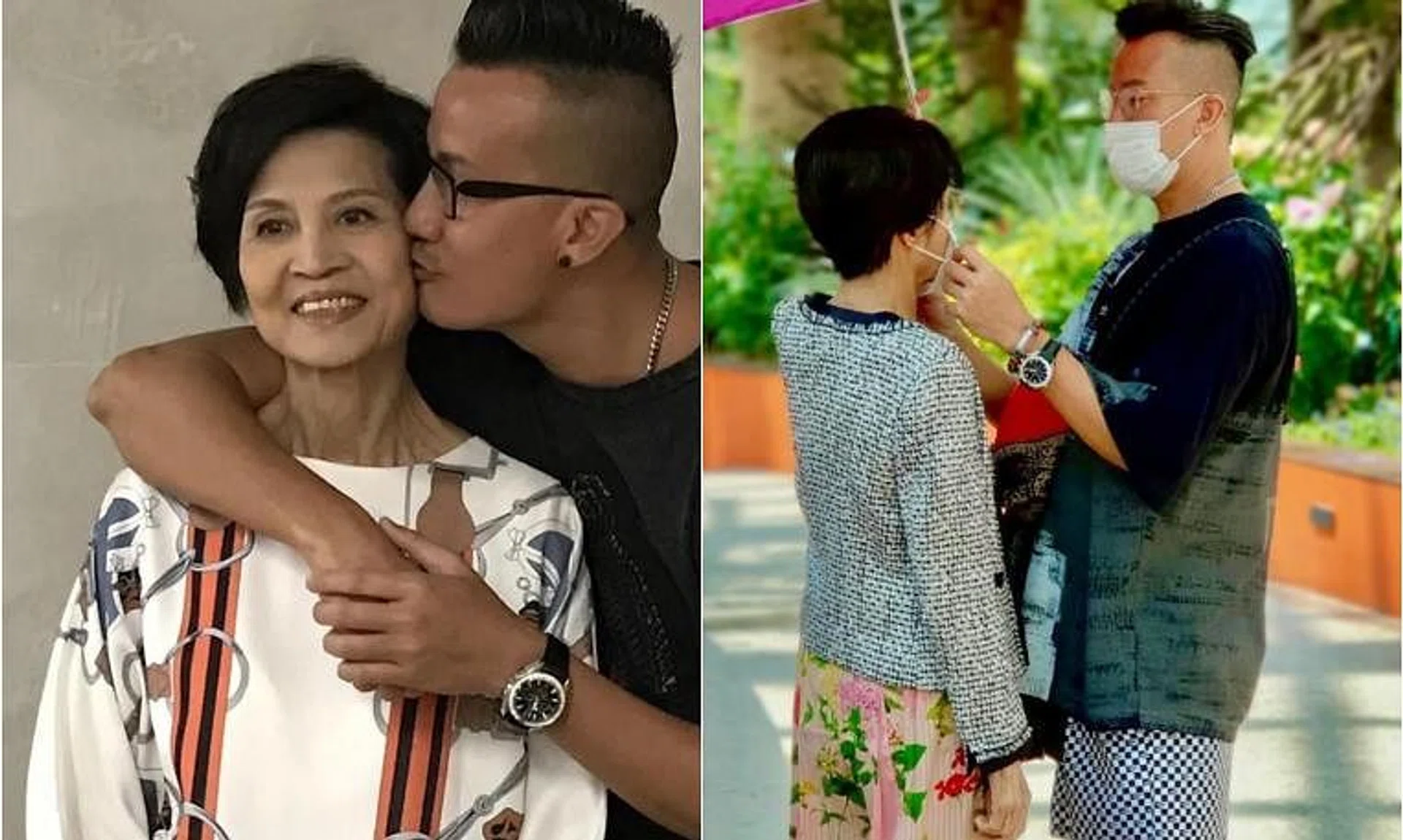 Home-grown actor Chen Hanwei with his mother, who died on July 27 at the age of 90. 