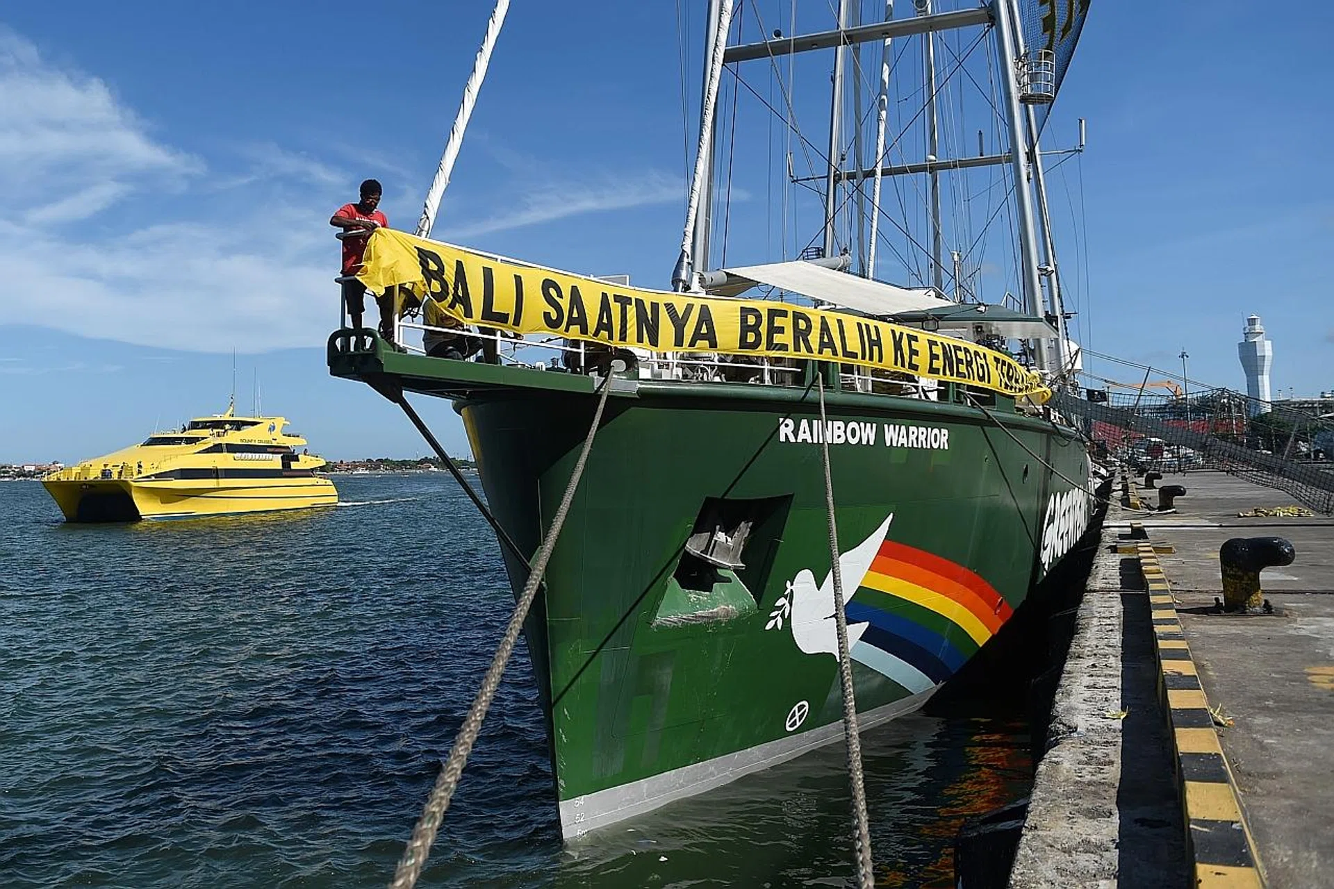 Greenpeace's Rainbow Warrior was in Bali last month. 