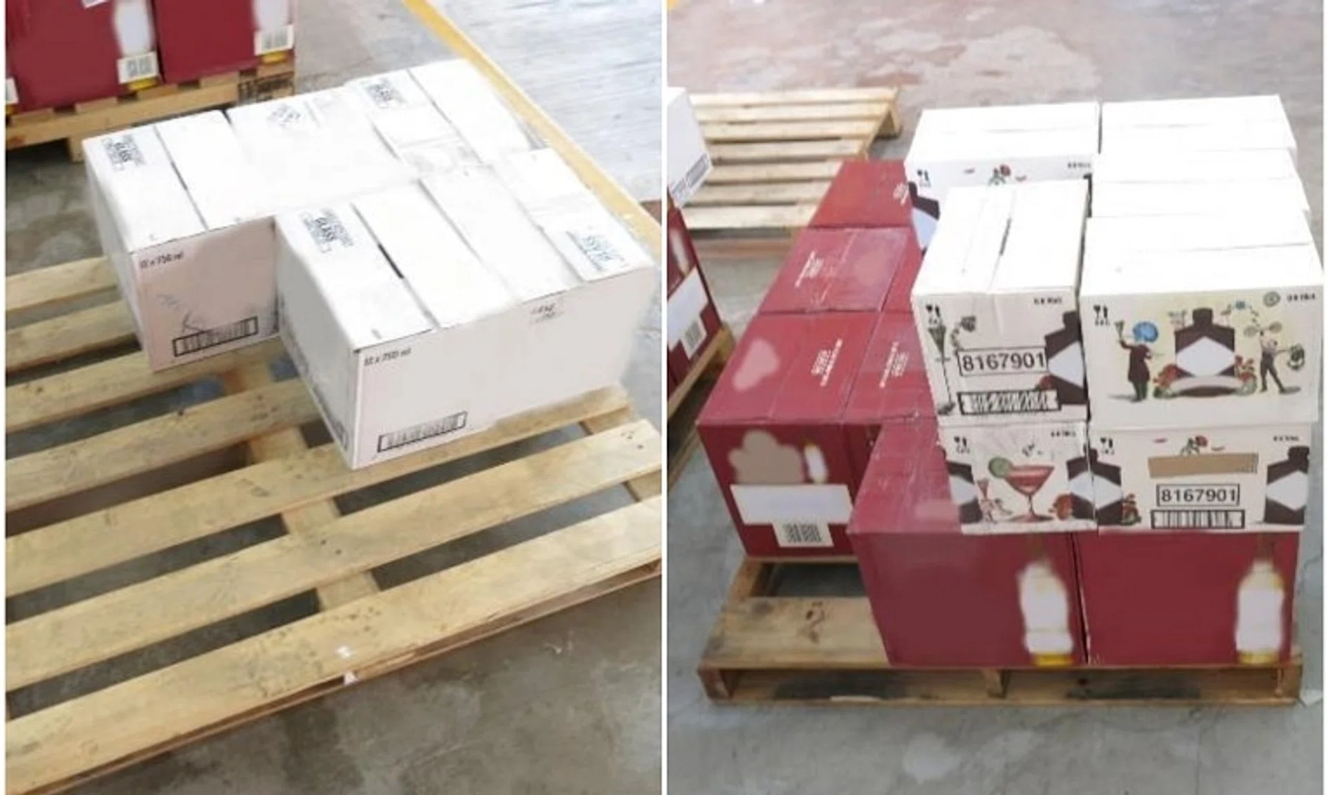 Liquor found at the loading/unloading bay of the self-storage facility.