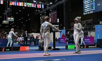 'Shameful' as Ukrainian fencer disqualified for refusing to shake hands with Russian