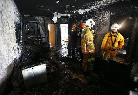 HDB unit catches fire, family pet dead