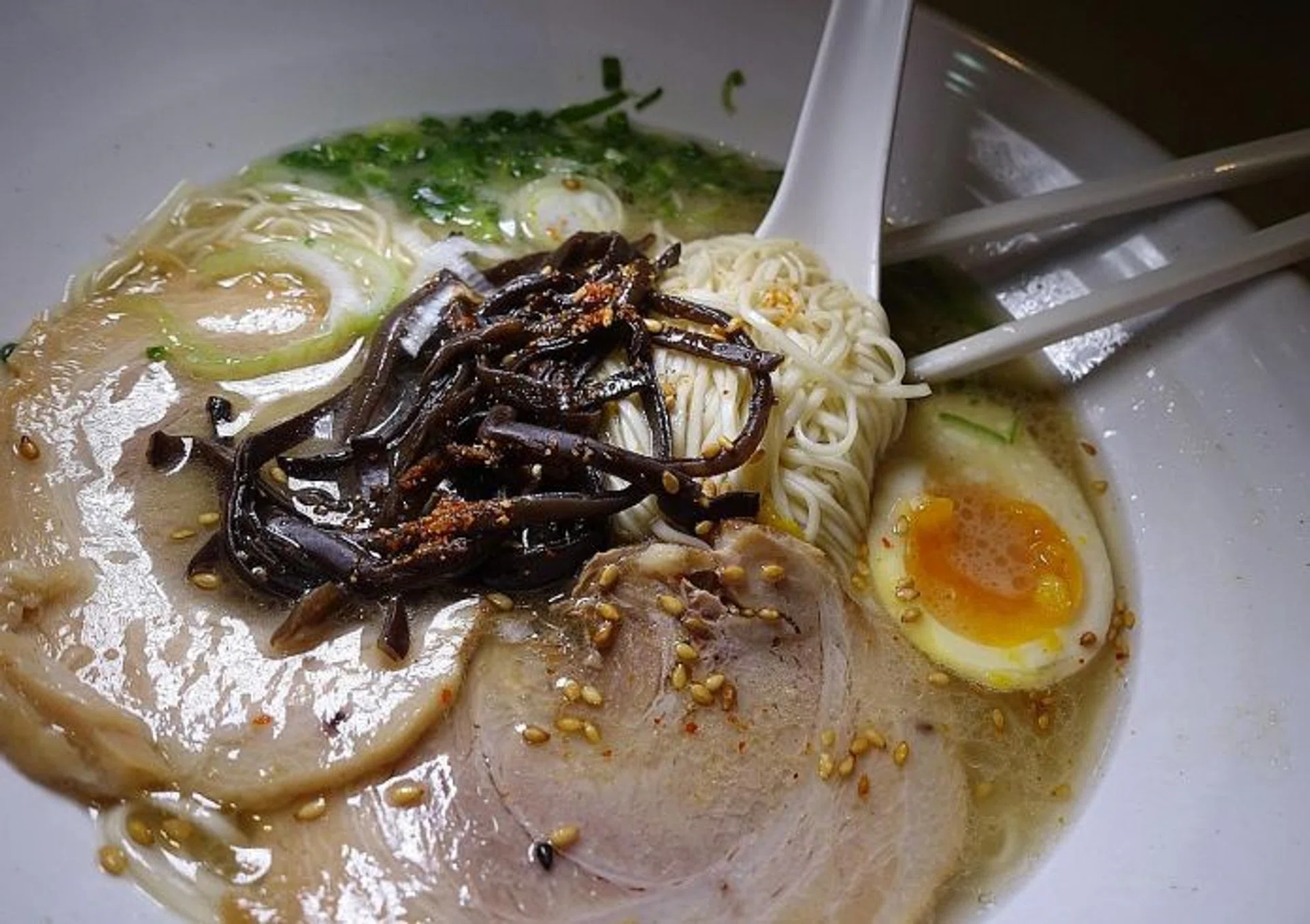 DELICIOUS: (Above) Tonkotsu Ramen soup offered at Ramen Taisho. 