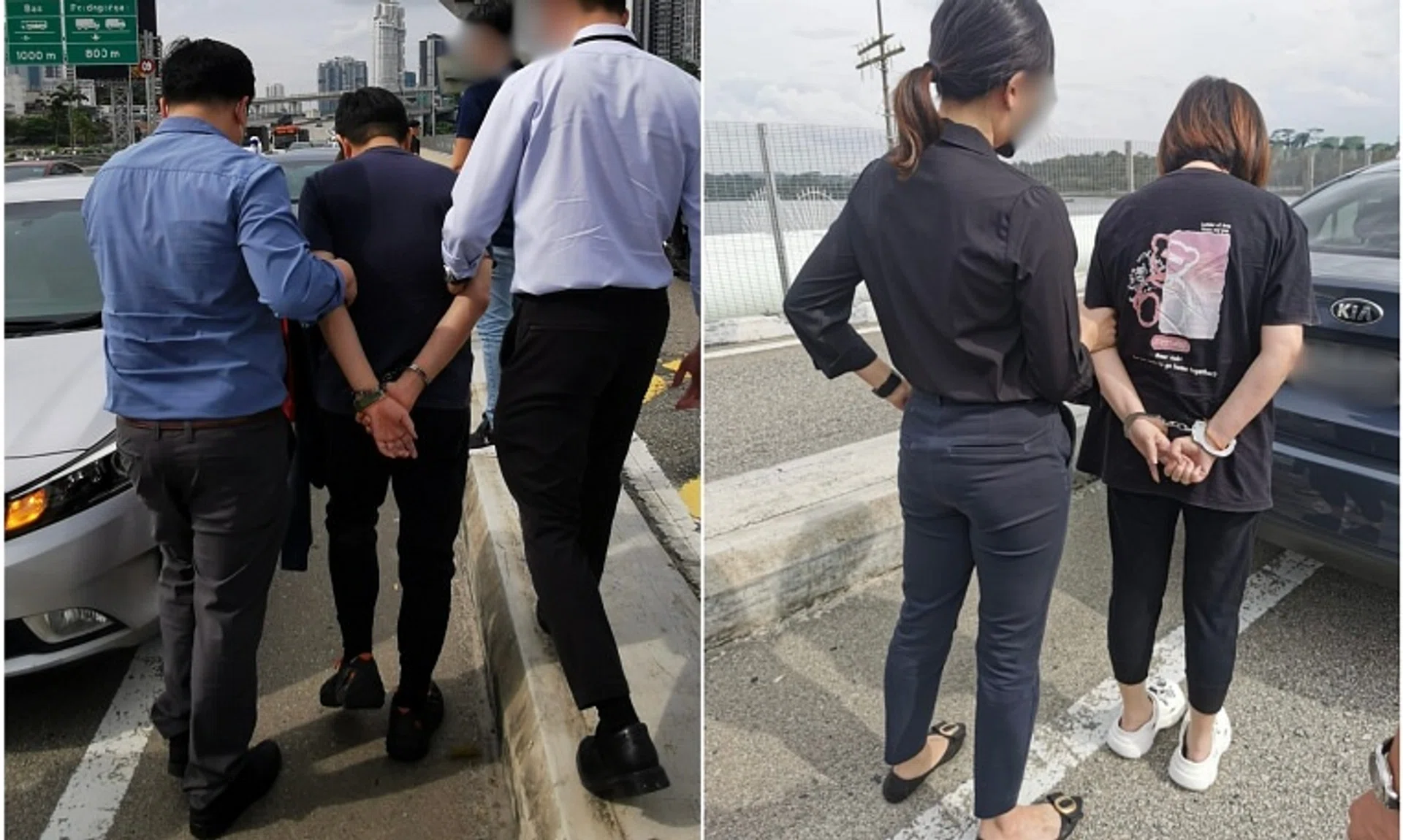 Ng Teck Lee, who was the CEO of then listed recycling firm Citiraya Industries, and his wife Thor Chwee Hwa being handed over to CPIB officers on Dec 3. 