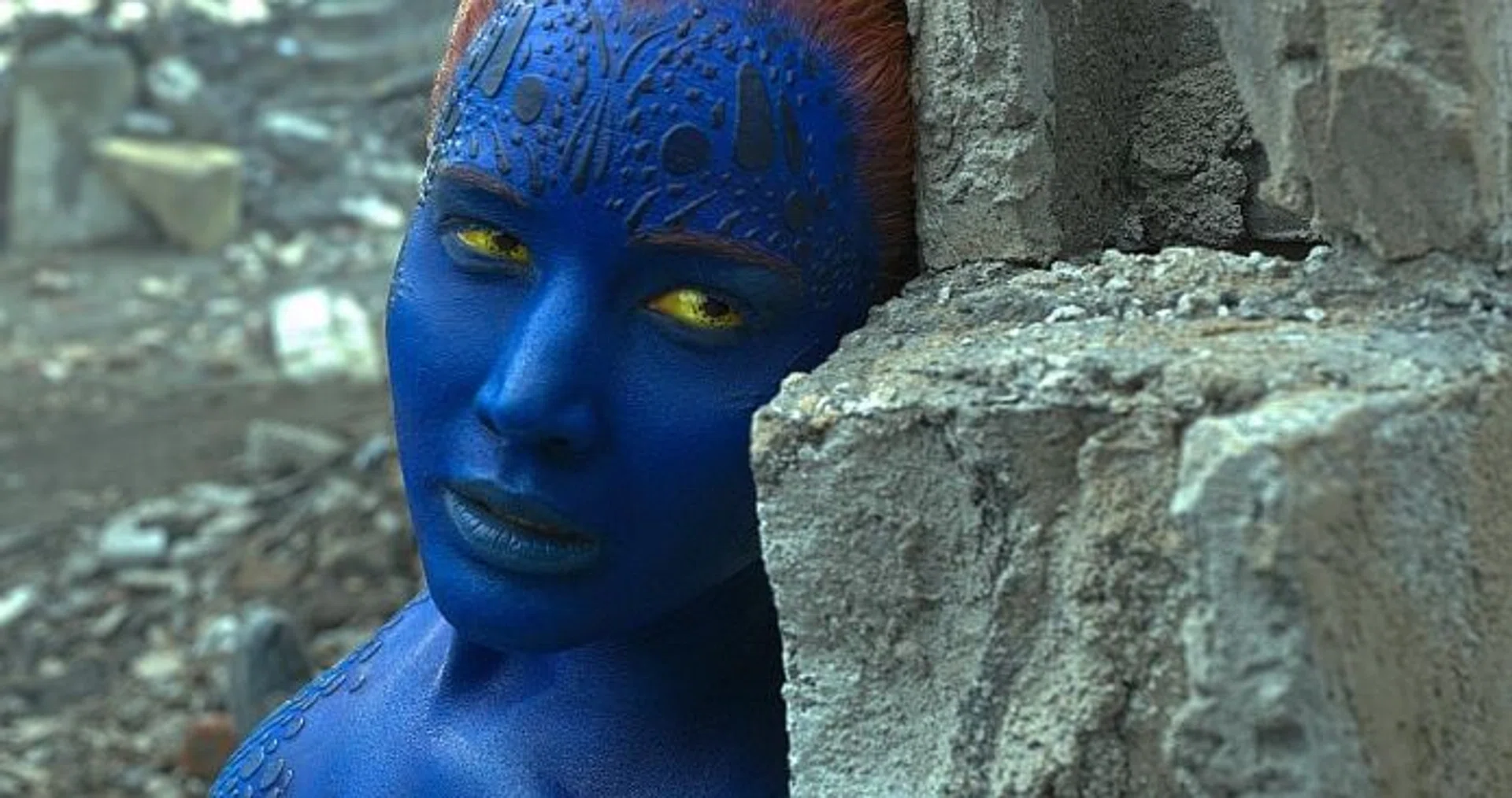 TRANSFORMED: Lawrence says taking off the Mystique (above) costume is worse than putting it on. 