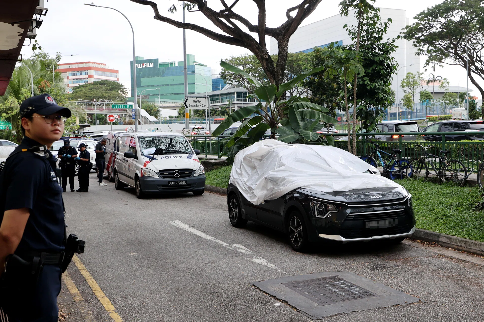 An employee of a company located nearby noticed that the vehicle had been parked at the side of the road for two days.