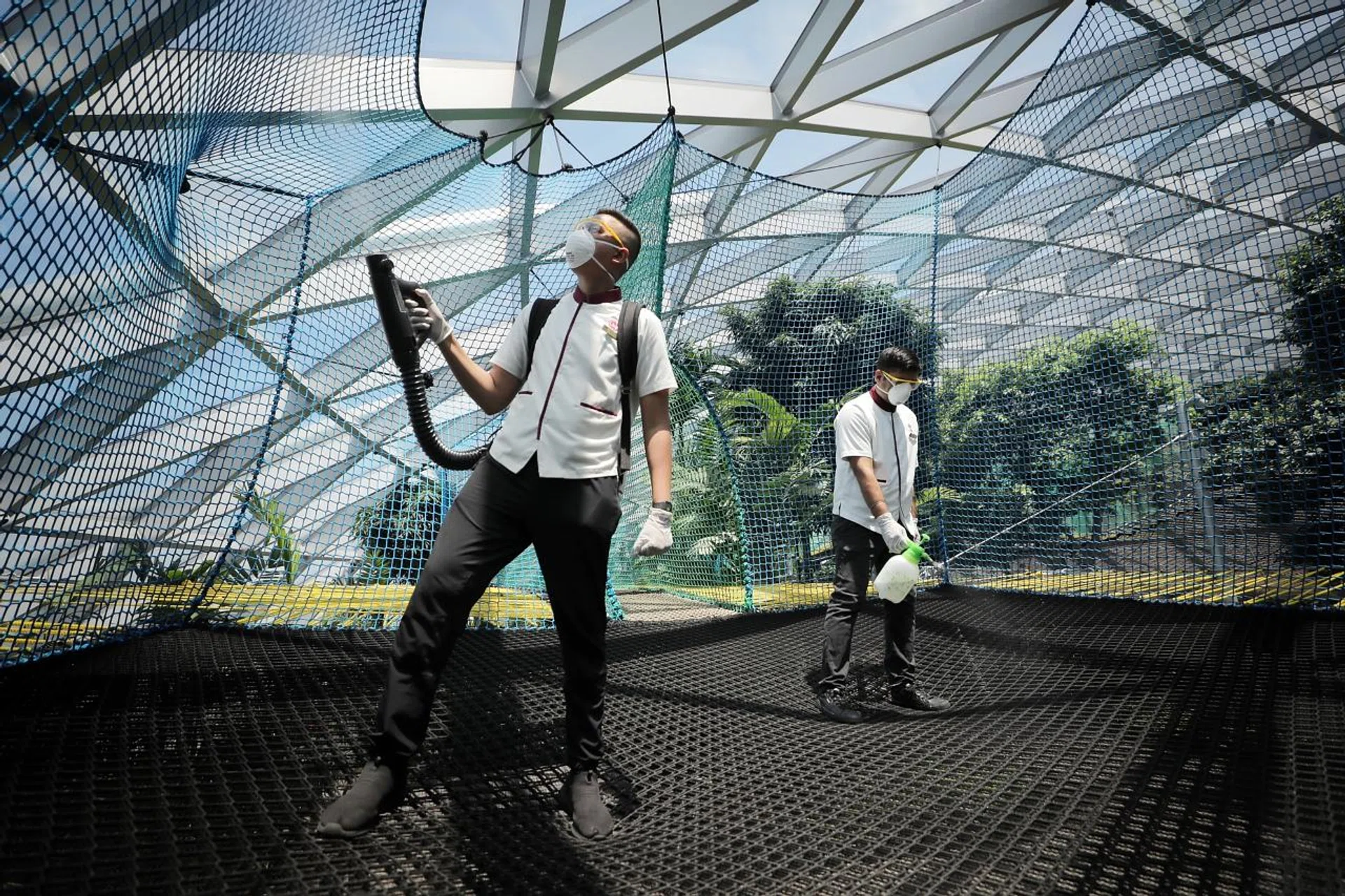 Attractions at Jewel's Canopy Park being treated with the longer lasting disinfectant. 