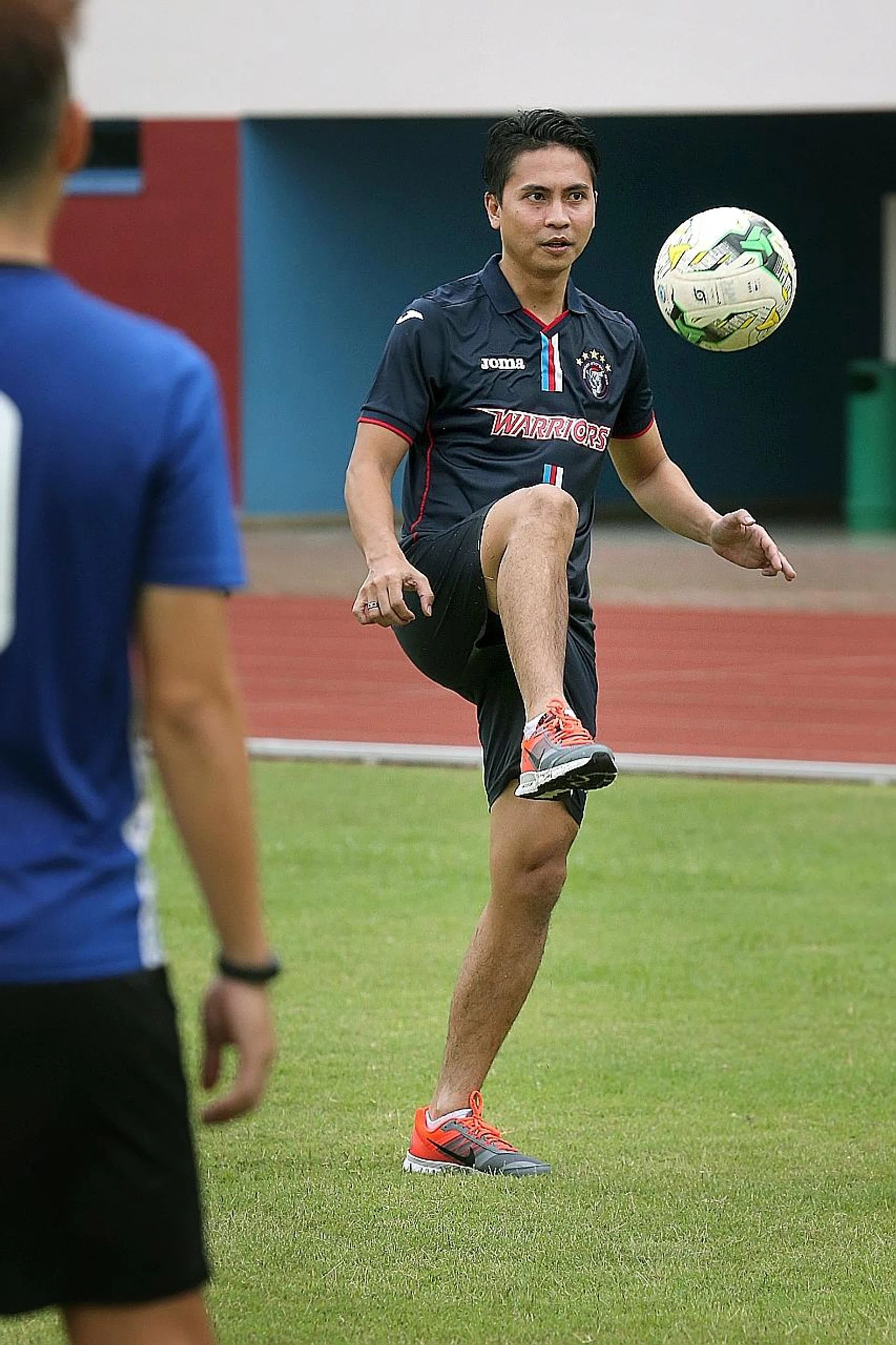 Shahril Ishak training with Warriors FC yesterday. 