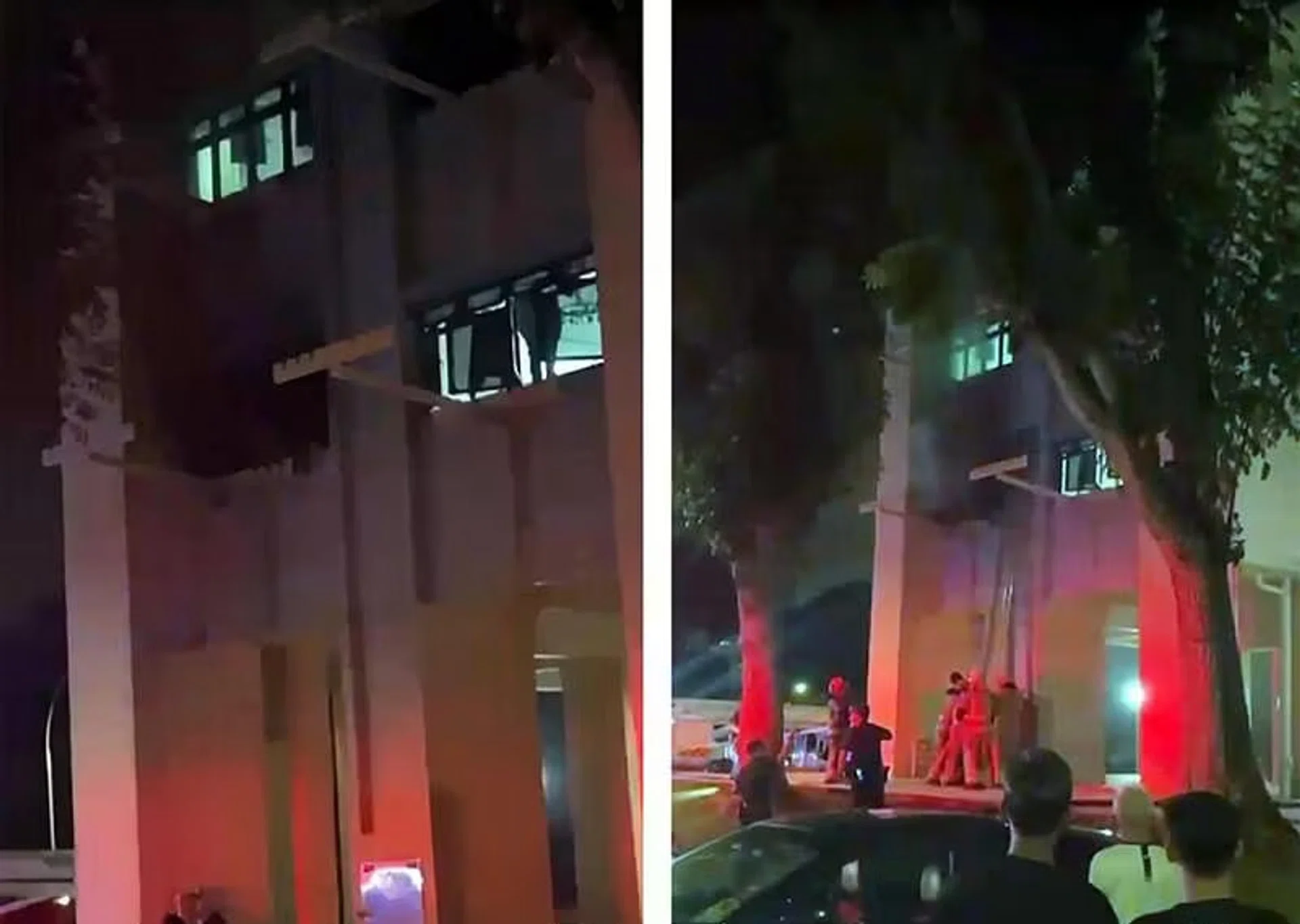According to accounts from residents, the fire trapped a family of three inside the flat.