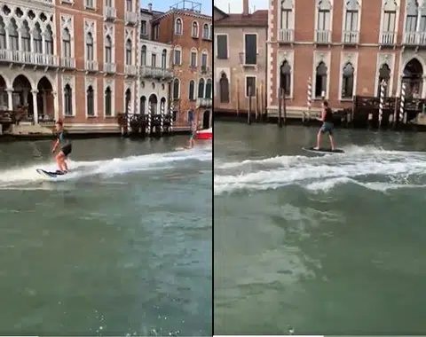 'Imbeciles!' Venice fines canal-surfing tourists