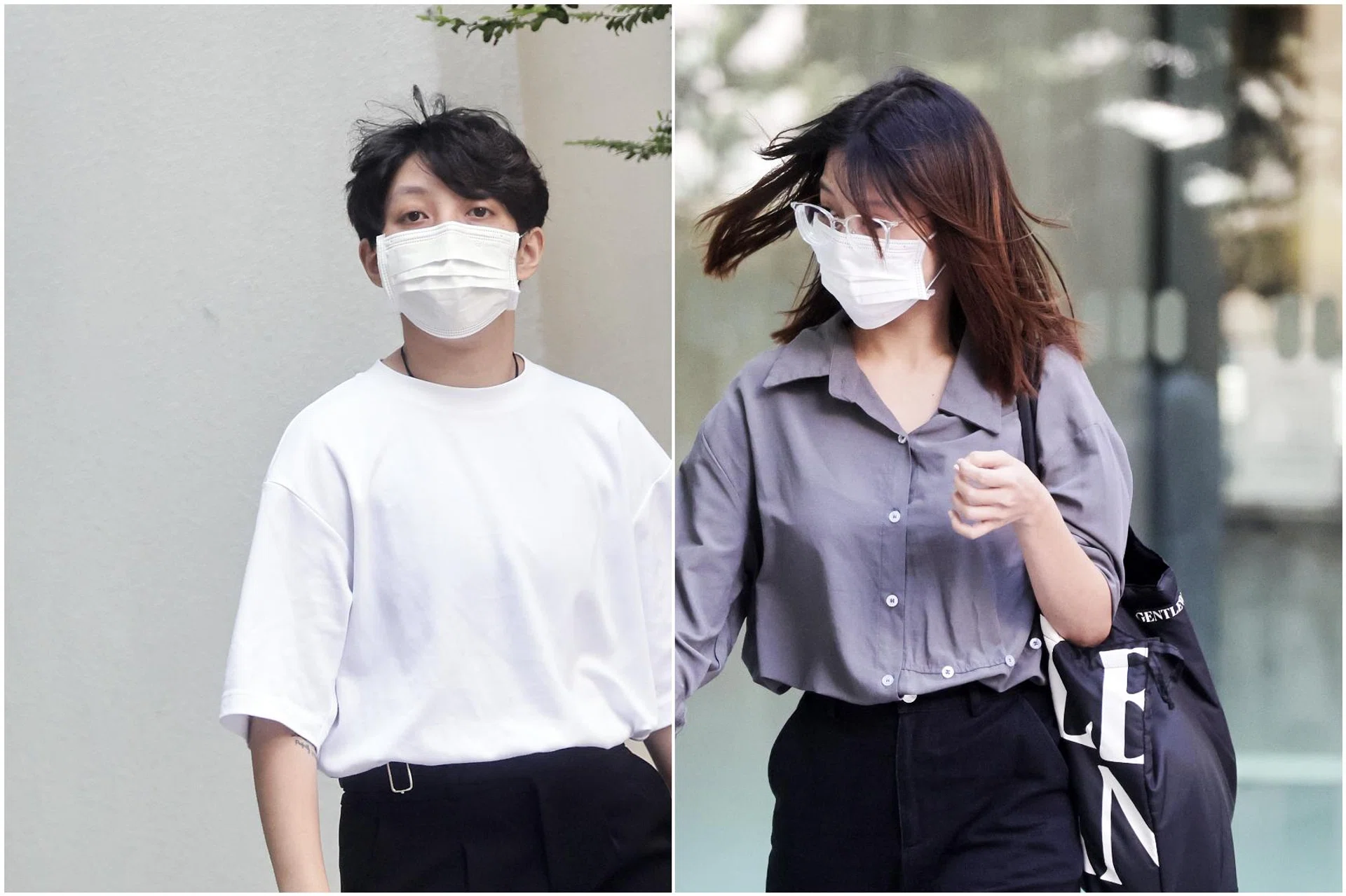Estella Sun Weilin (left) admitted to driving a car without a licence while Fong Yoke Mun pleaded guilty to one count of allowing her to do so.