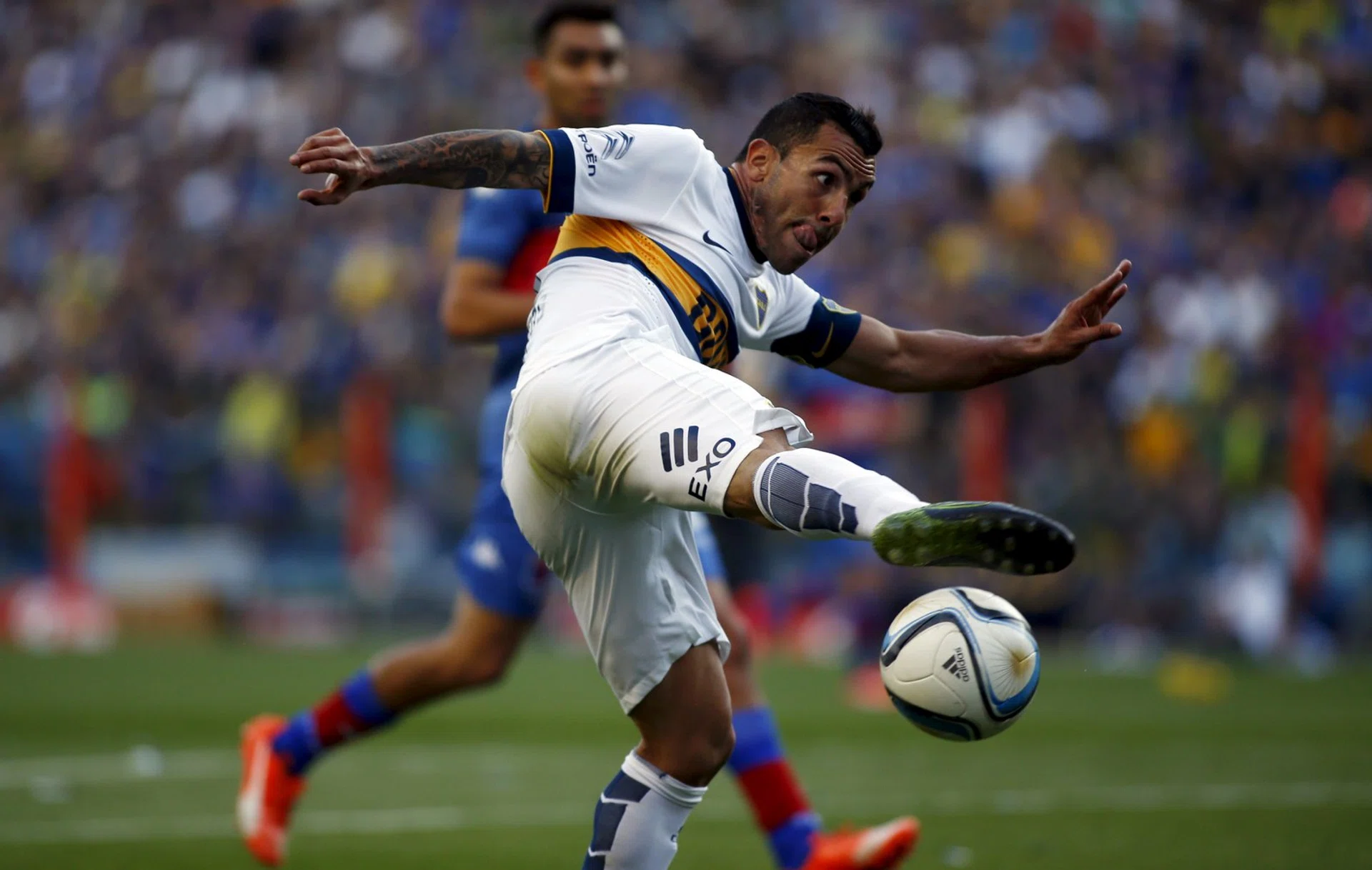 File photo of Boca Juniors' striker Carlos Tevez.